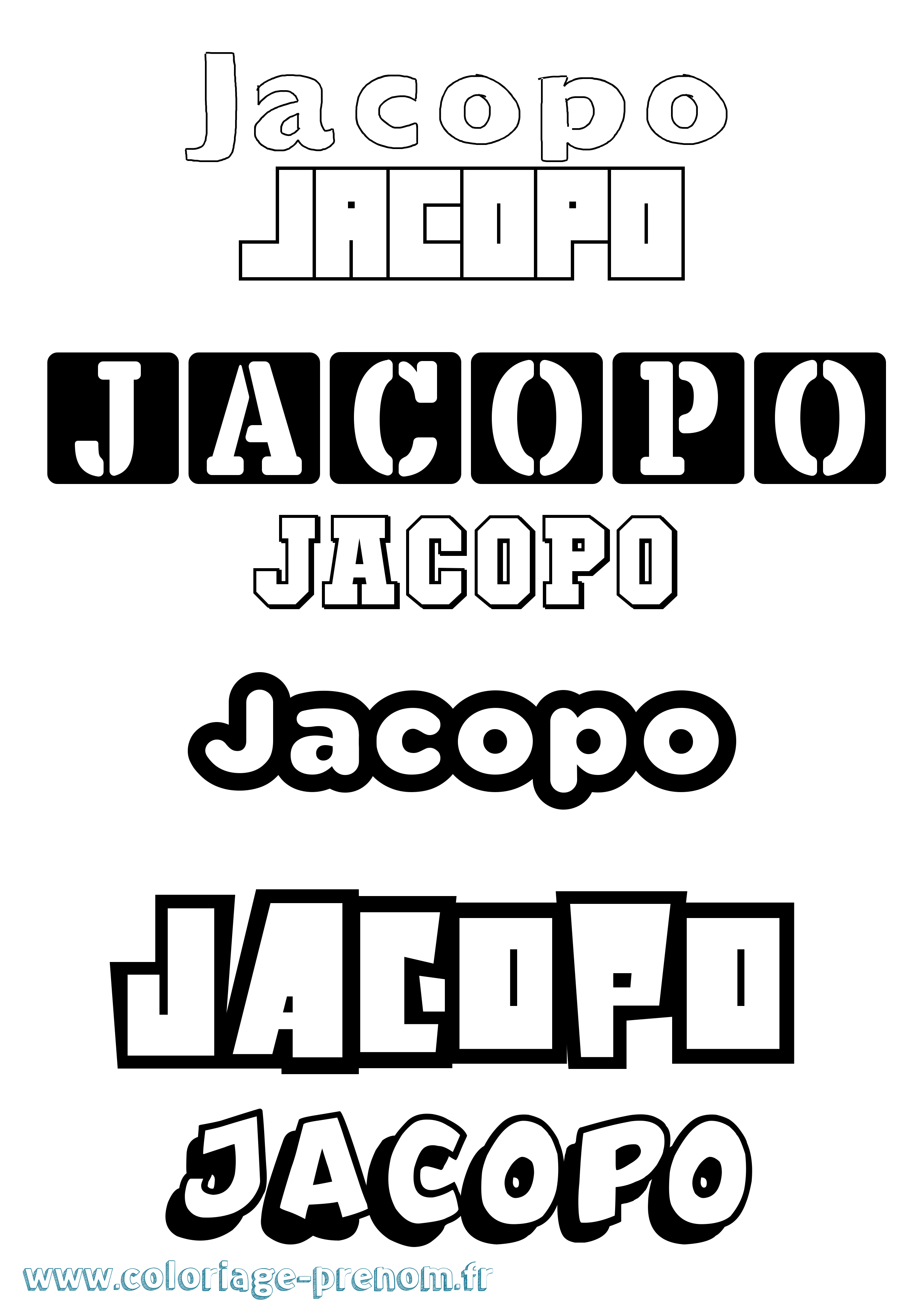 Coloriage prénom Jacopo Simple