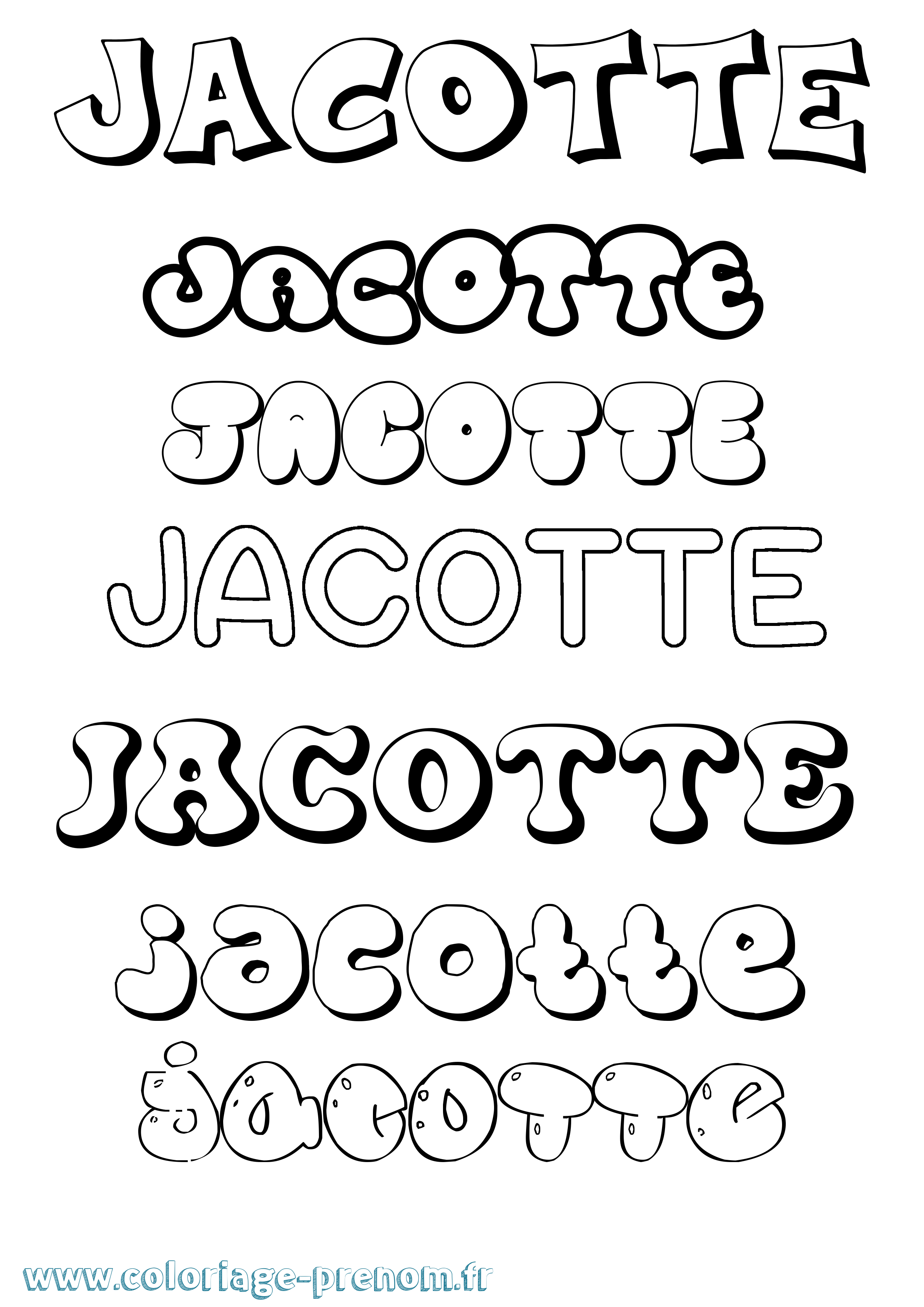 Coloriage Jacotte Bubble Coloriage prénom Jacotte Bubble