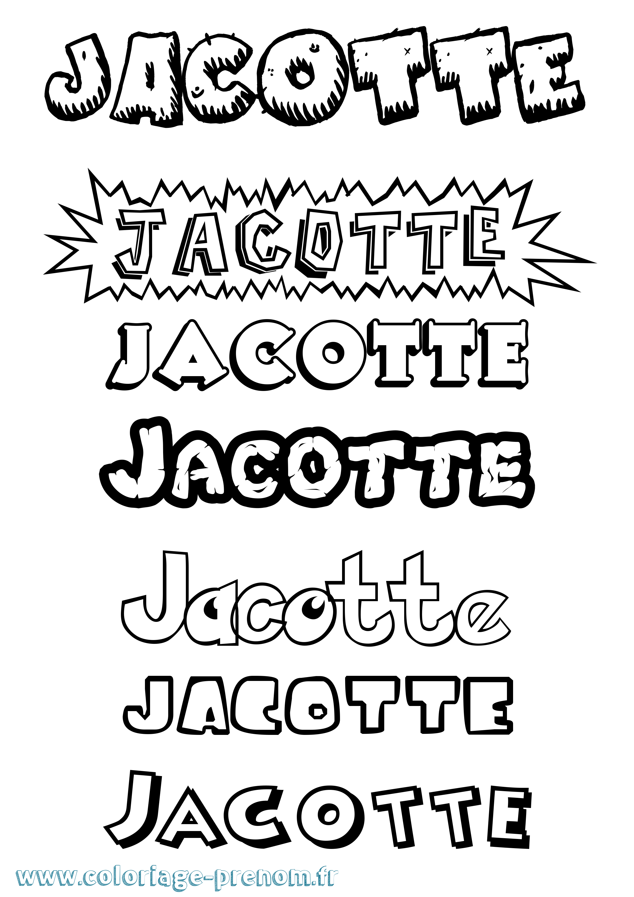 Coloriage Jacotte Dessin Animé Coloriage prénom Jacotte Dessin Animé