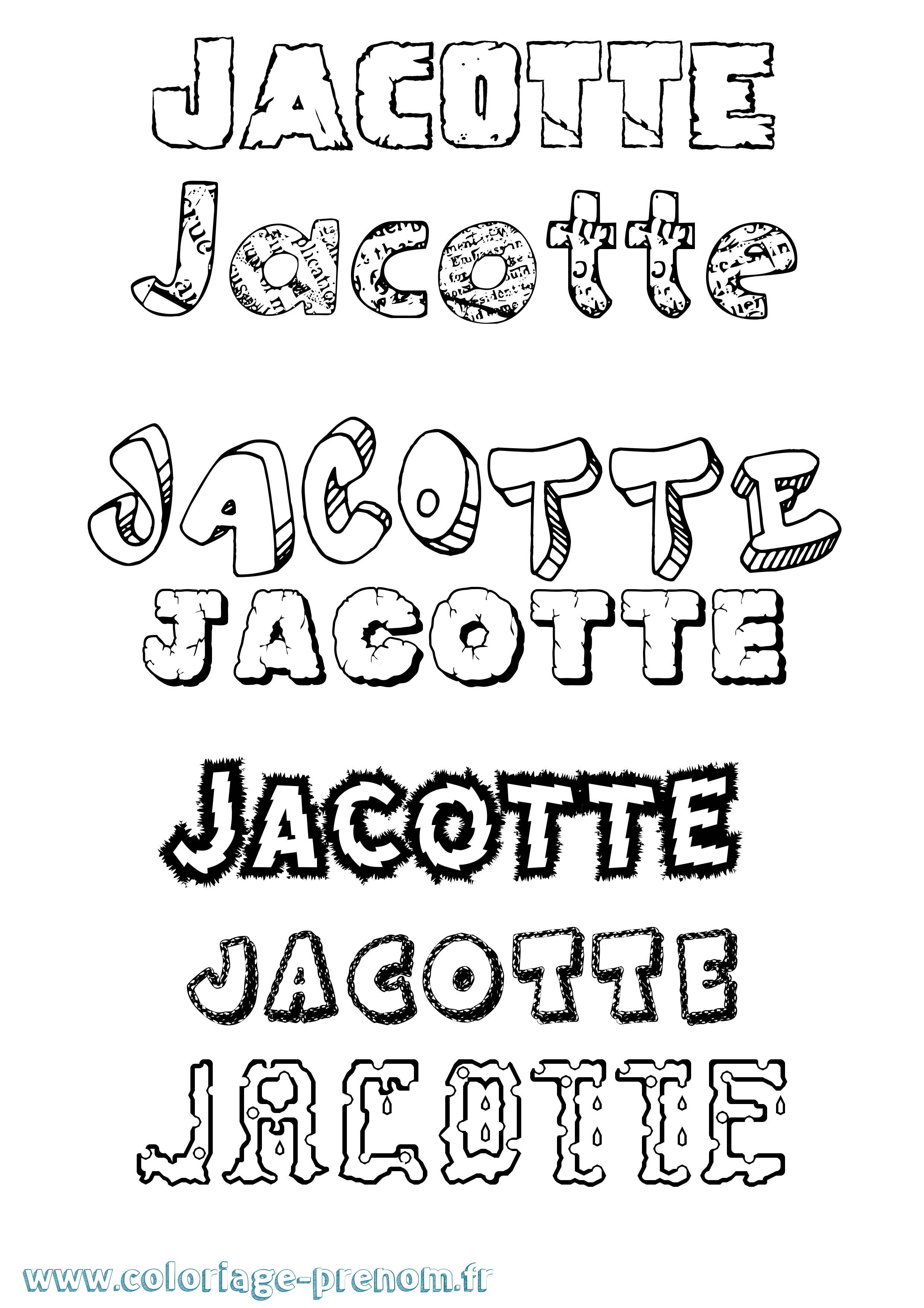 Coloriage Jacotte Destructuré Coloriage prénom Jacotte Destructuré