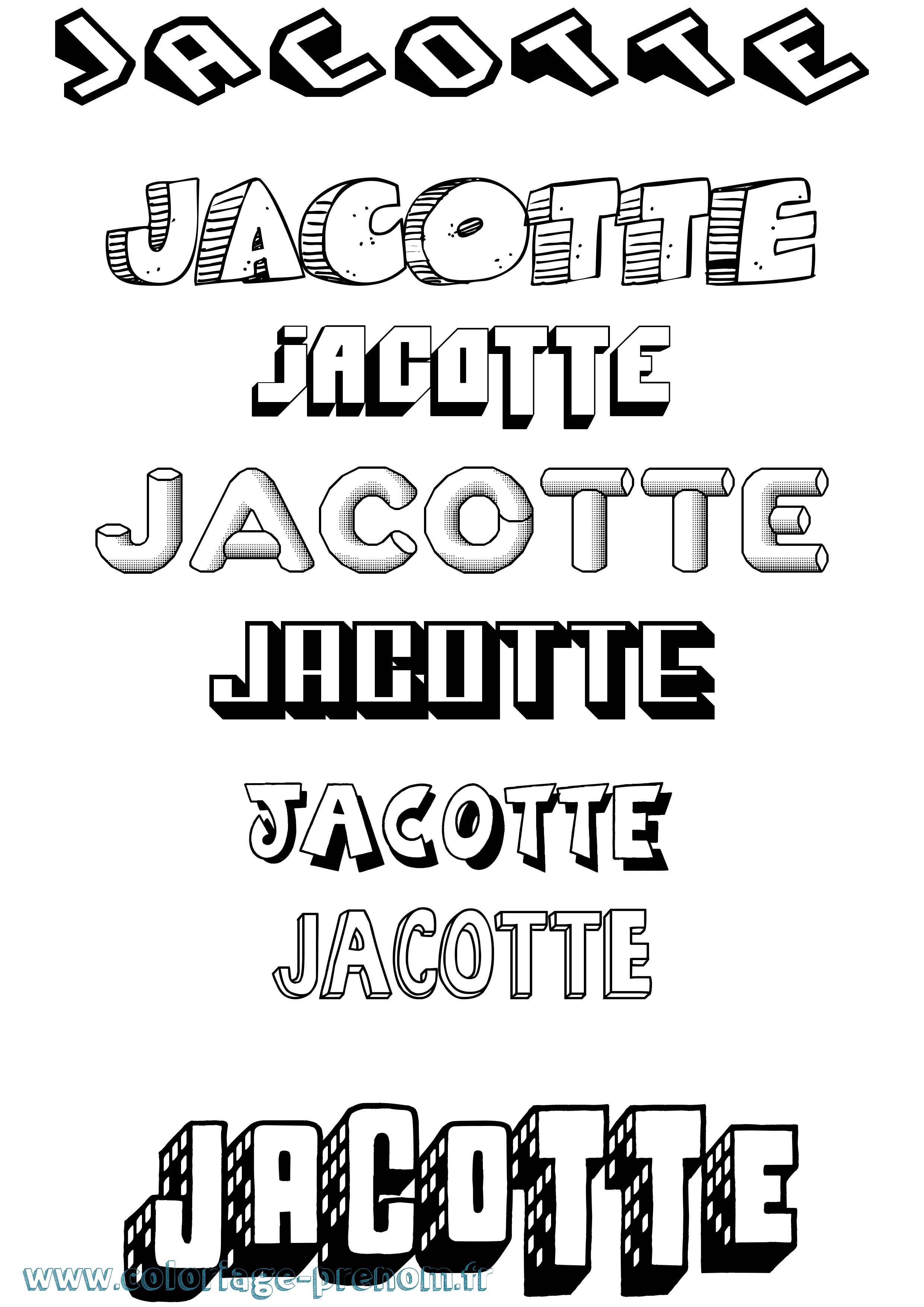 Coloriage Jacotte Effet 3D Coloriage prénom Jacotte Effet 3D