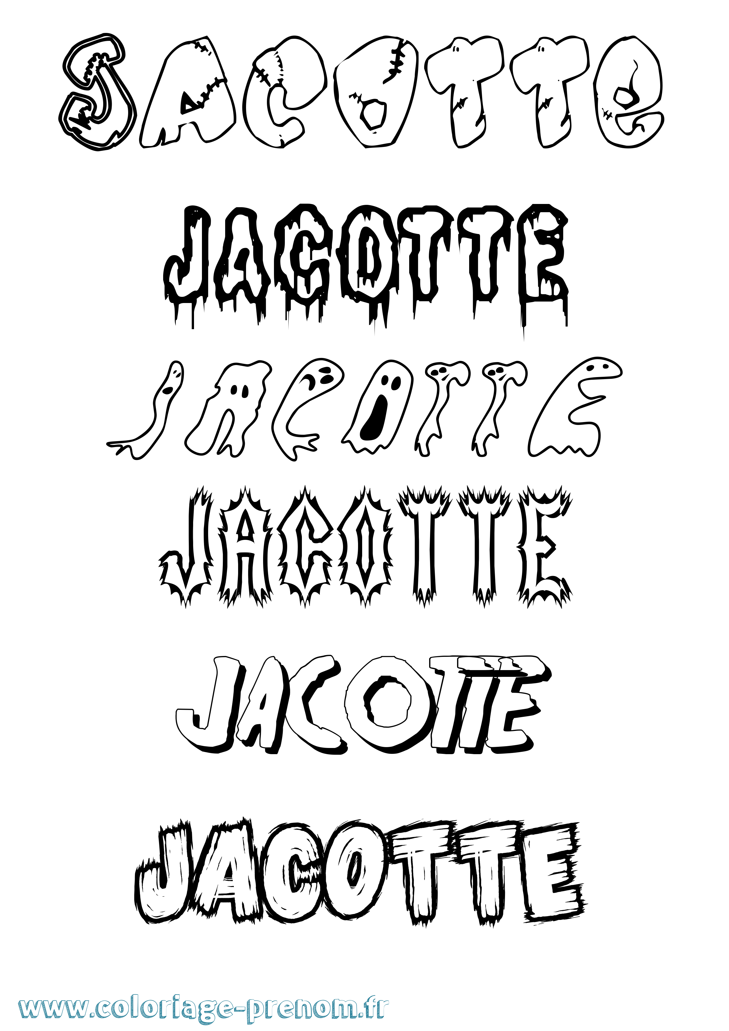 Coloriage Jacotte Frisson Coloriage prénom Jacotte Frisson