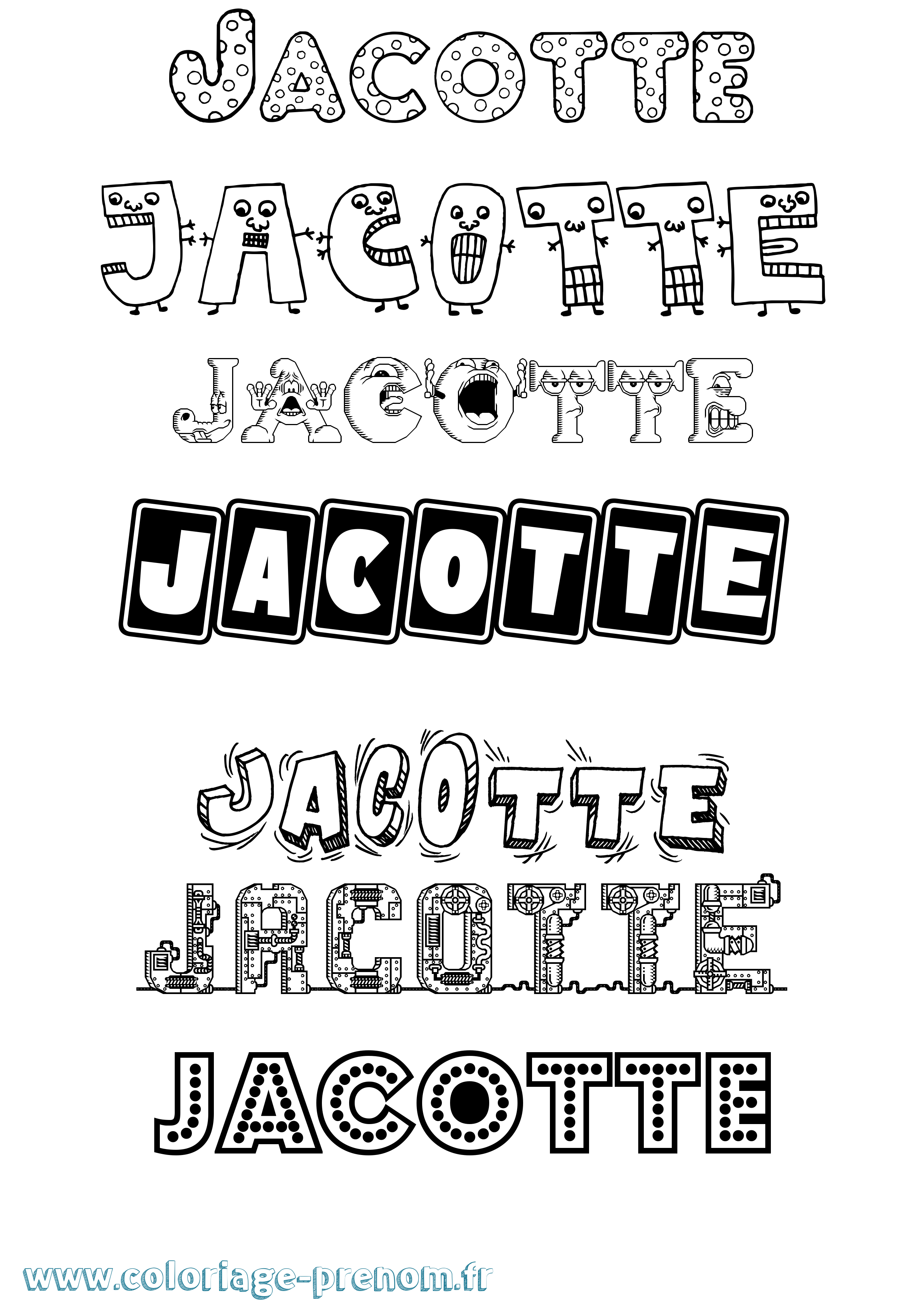 Coloriage Jacotte Fun Coloriage prénom Jacotte Fun