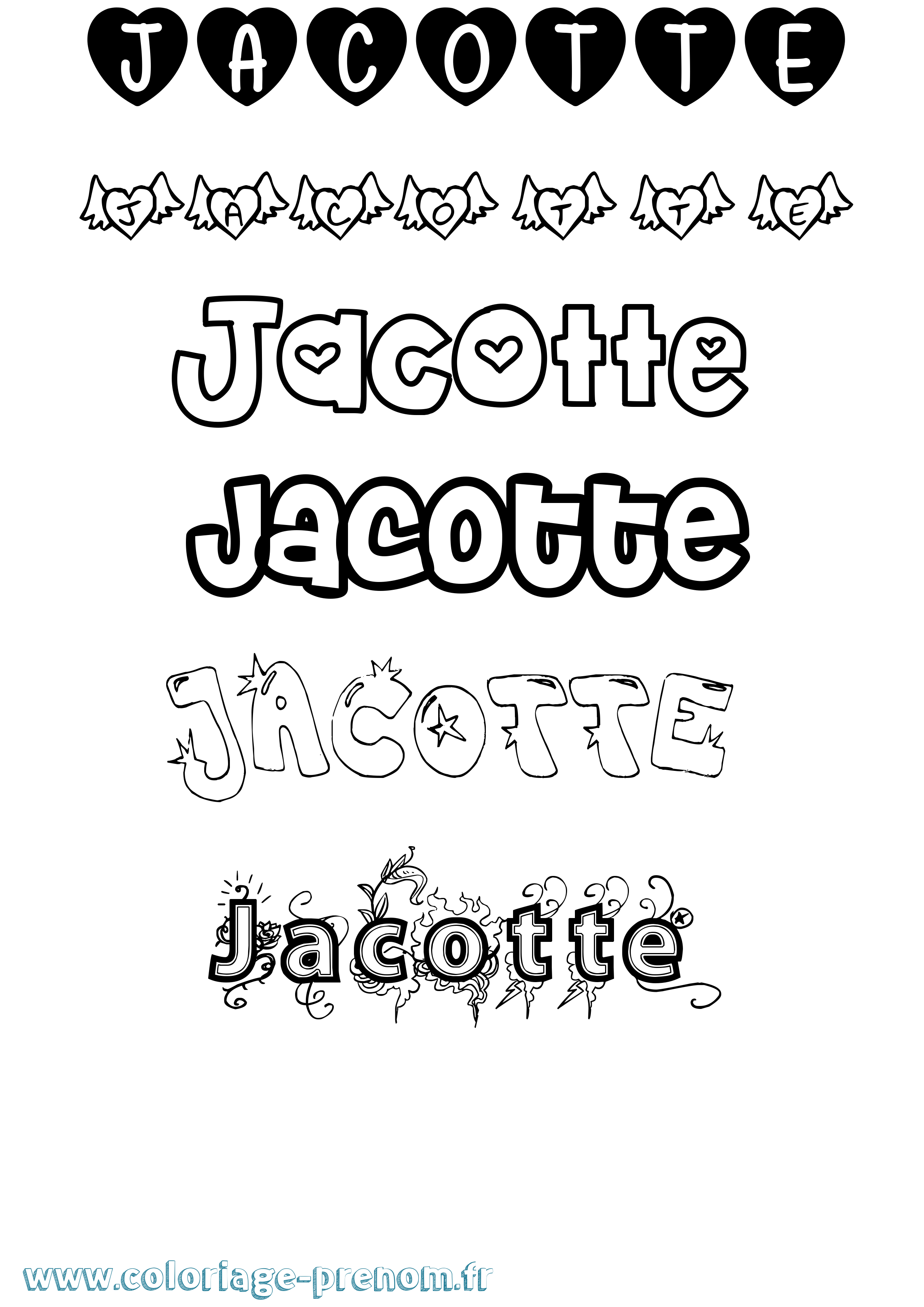 Coloriage Jacotte Girly Coloriage prénom Jacotte Girly