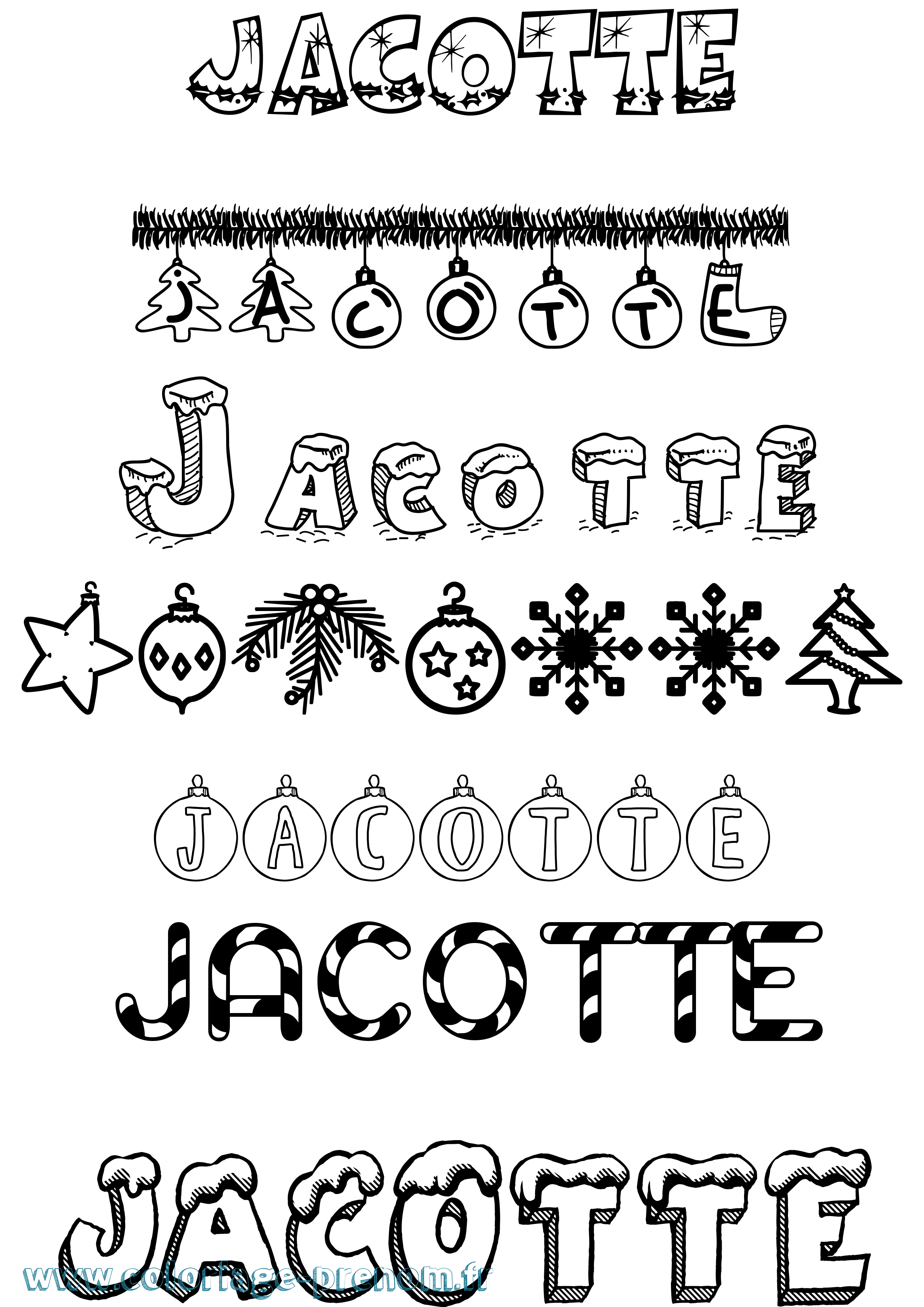 Coloriage Jacotte Noël Coloriage prénom Jacotte Noël