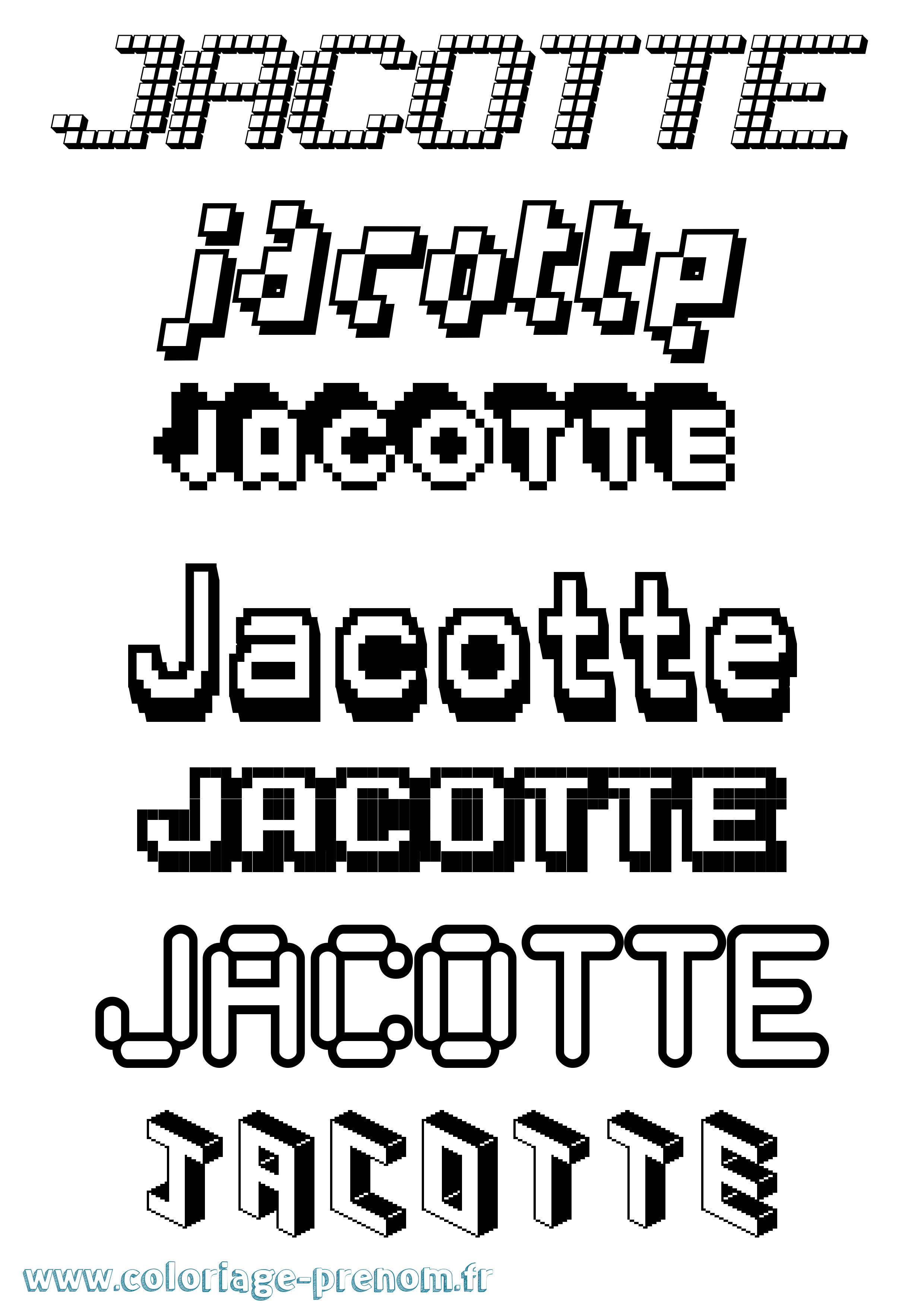 Coloriage Jacotte Pixel Coloriage prénom Jacotte Pixel