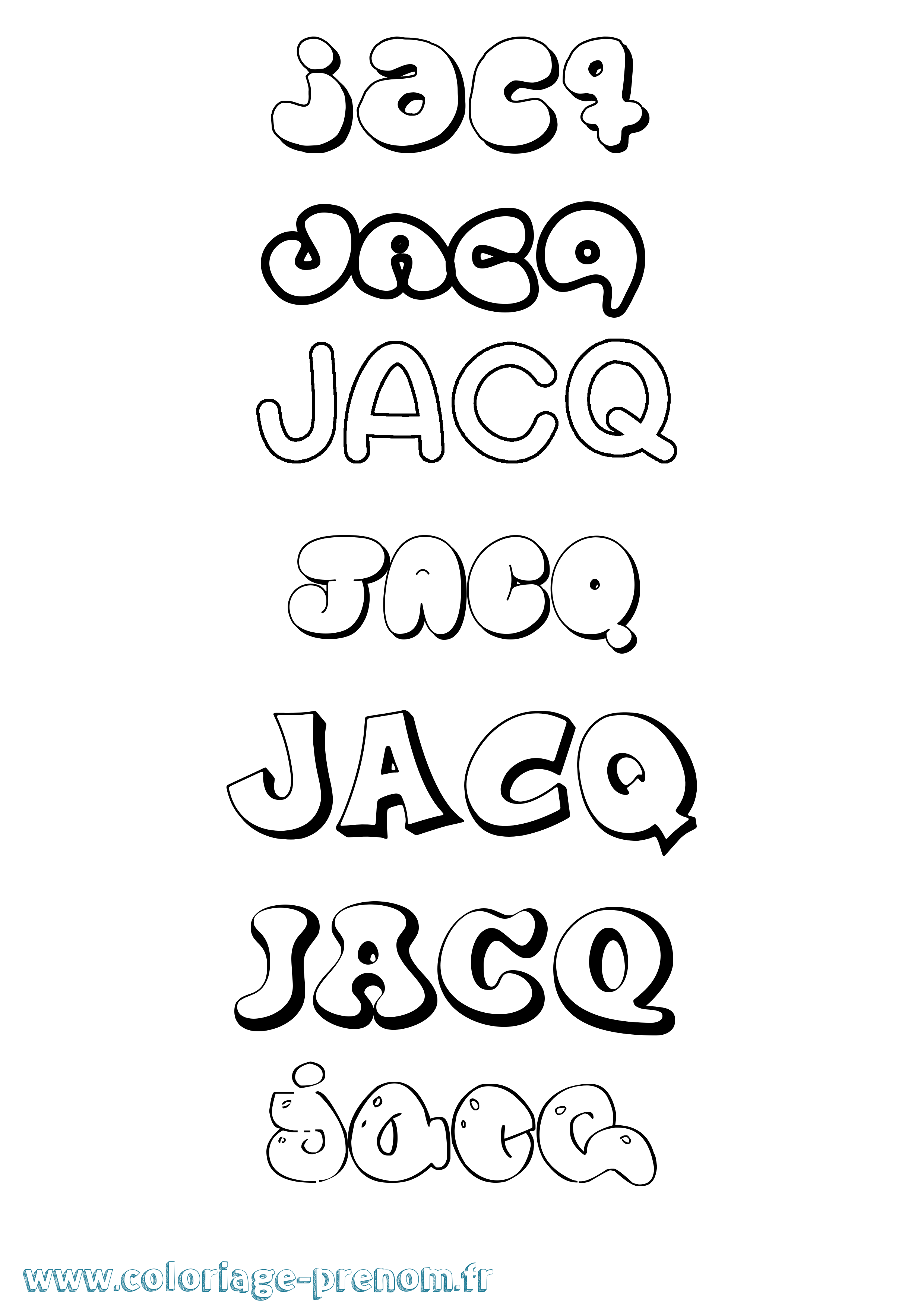 Coloriage Jacq Bubble Coloriage prénom Jacq Bubble