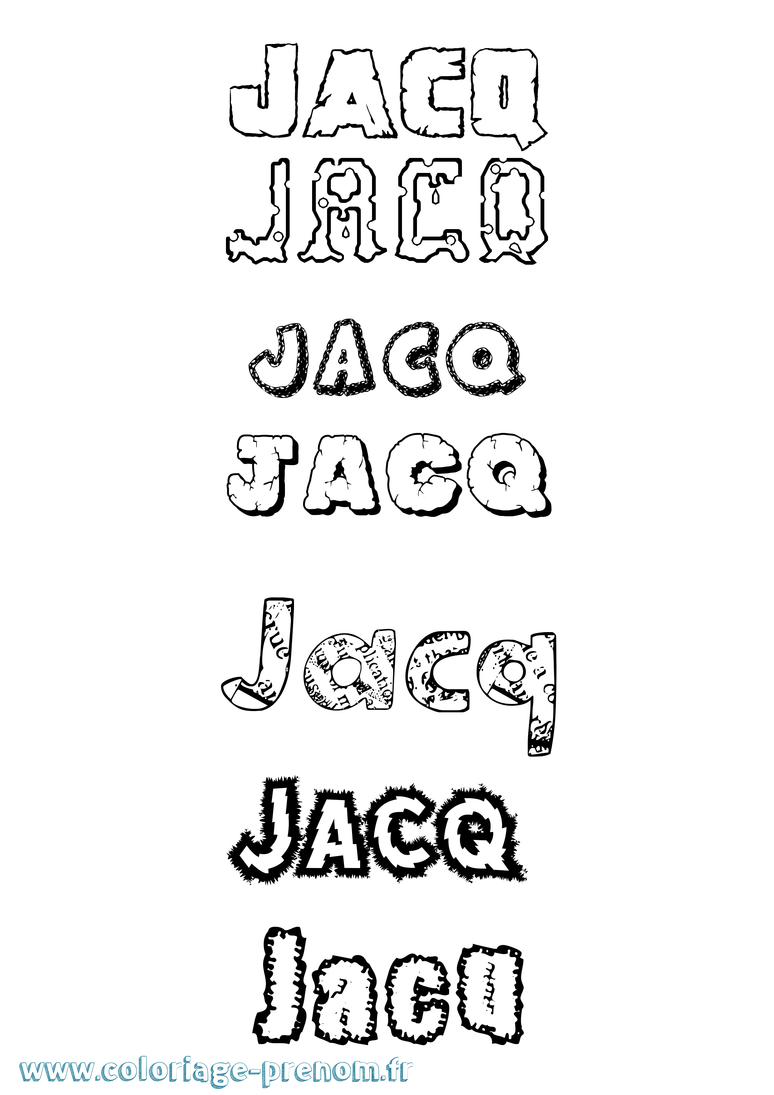 Coloriage prénom Jacq Destructuré