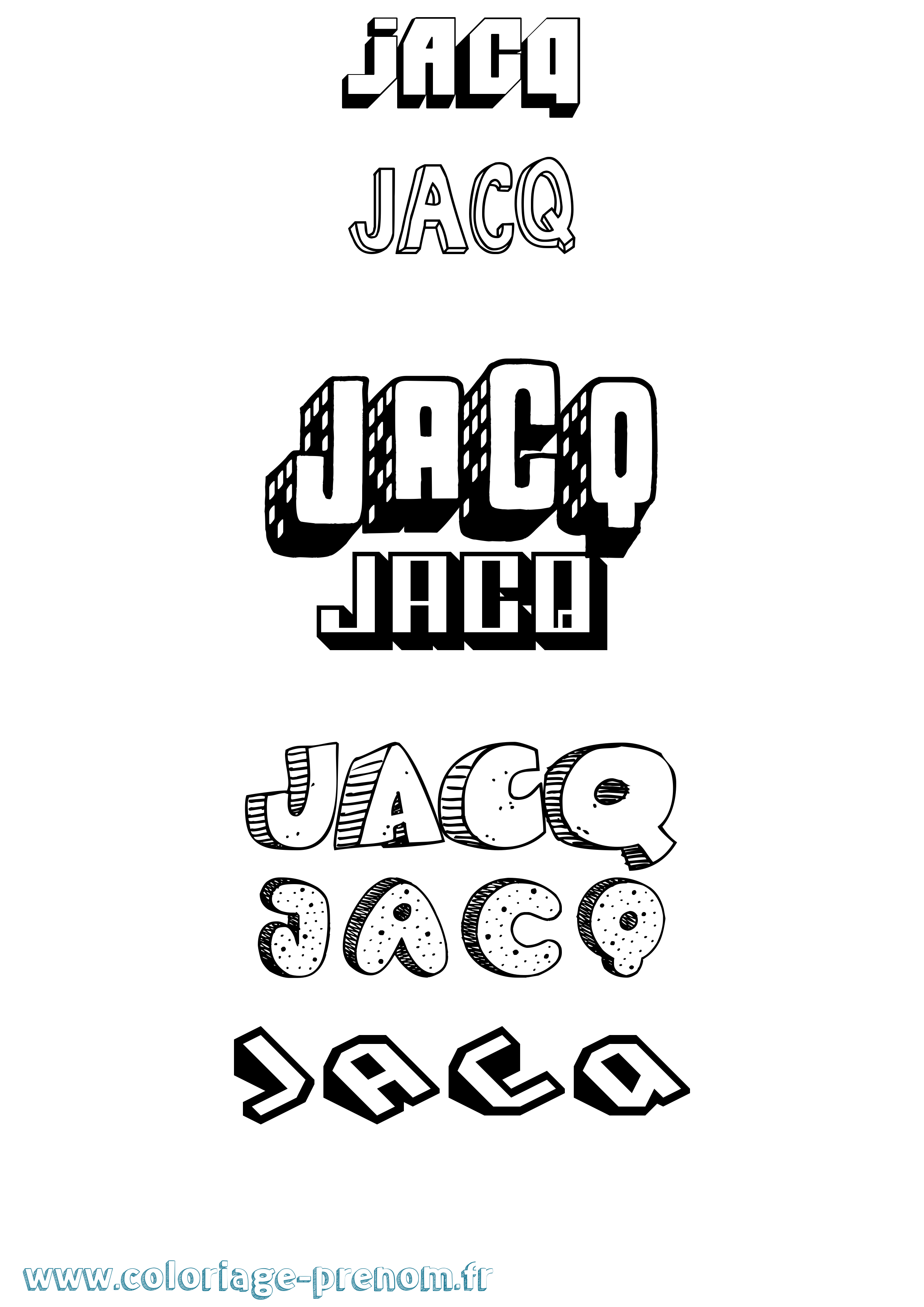 Coloriage Jacq Effet 3D Coloriage prénom Jacq Effet 3D