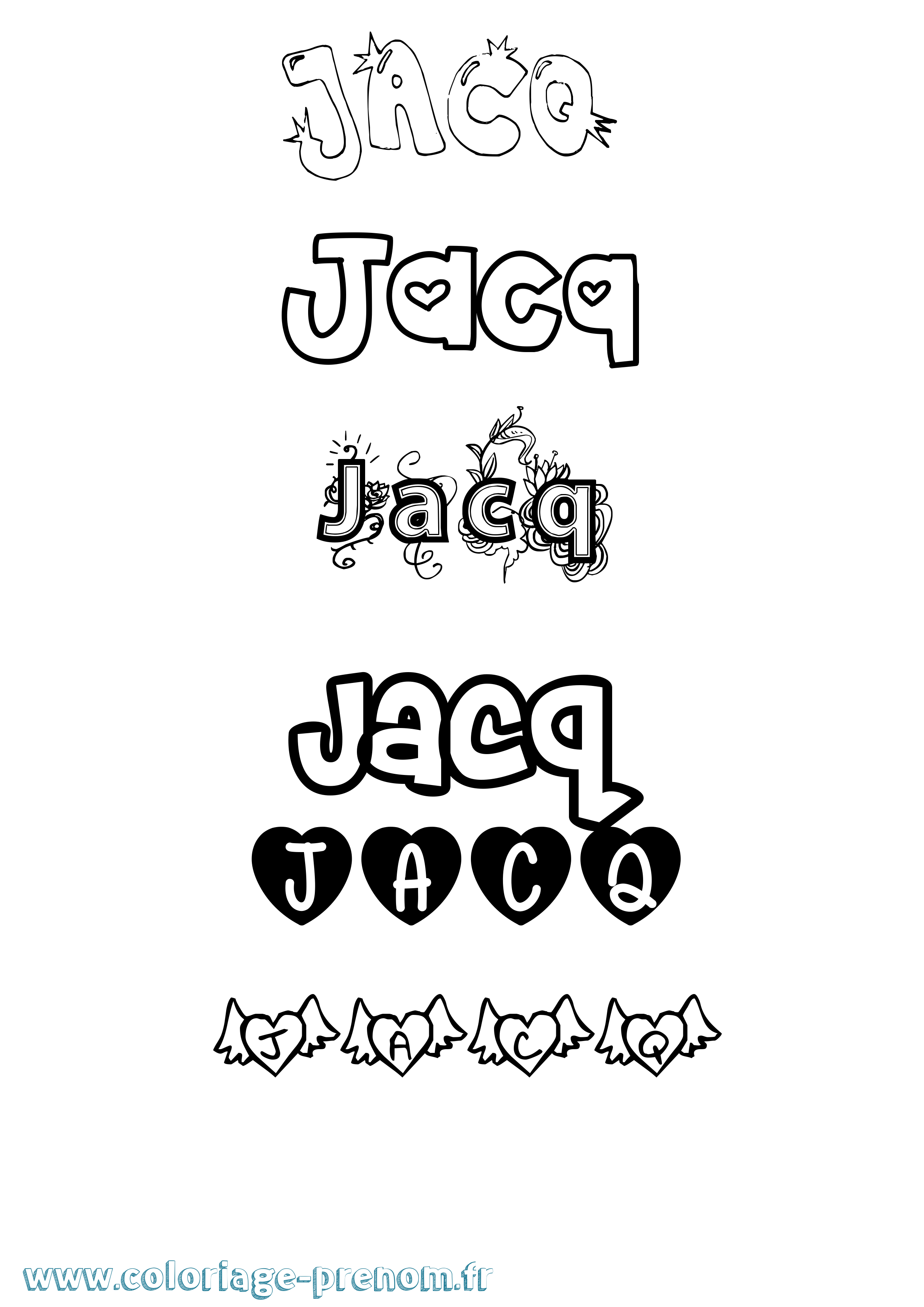Coloriage Jacq Girly Coloriage prénom Jacq Girly
