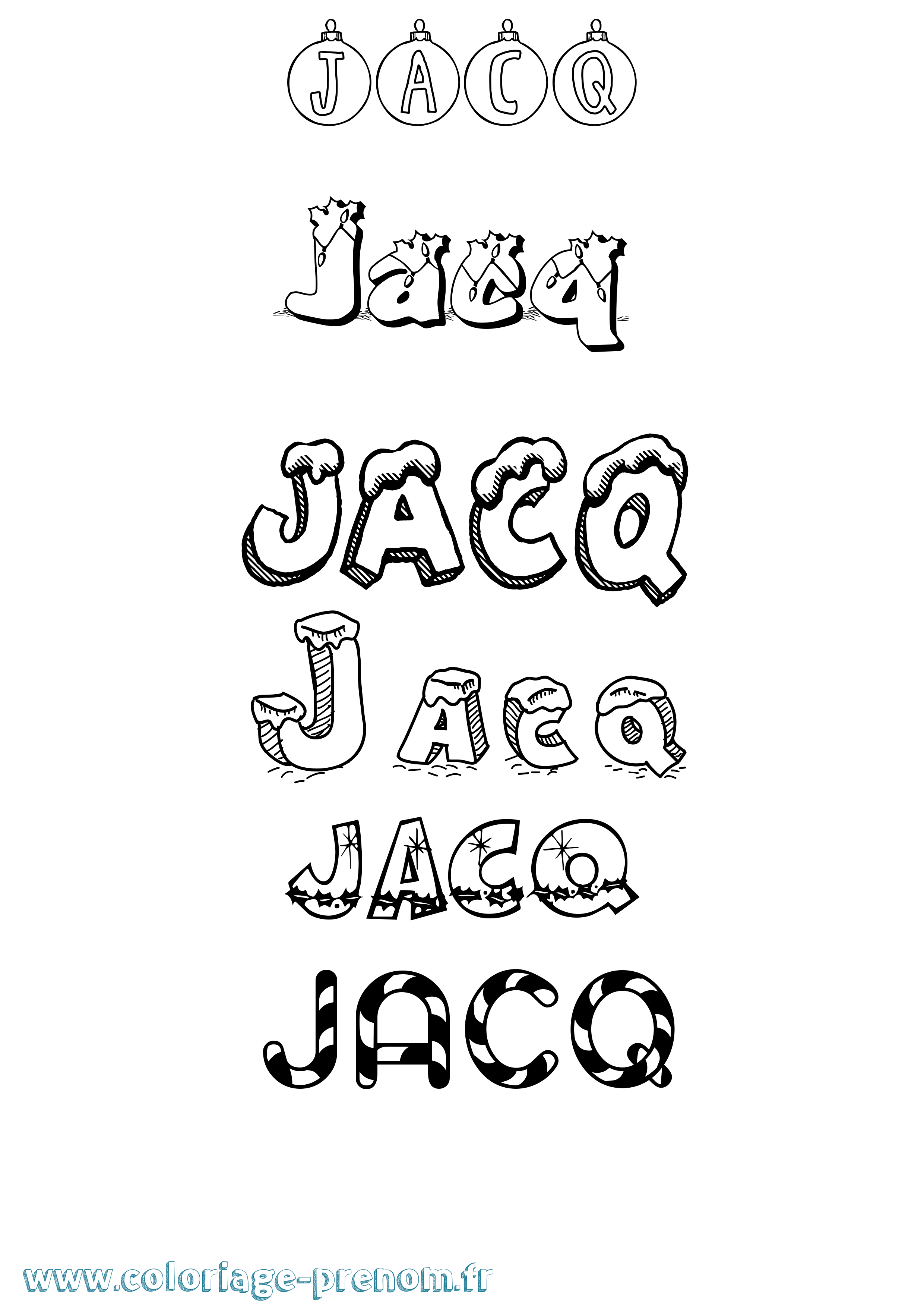 Coloriage Jacq Noël Coloriage prénom Jacq Noël