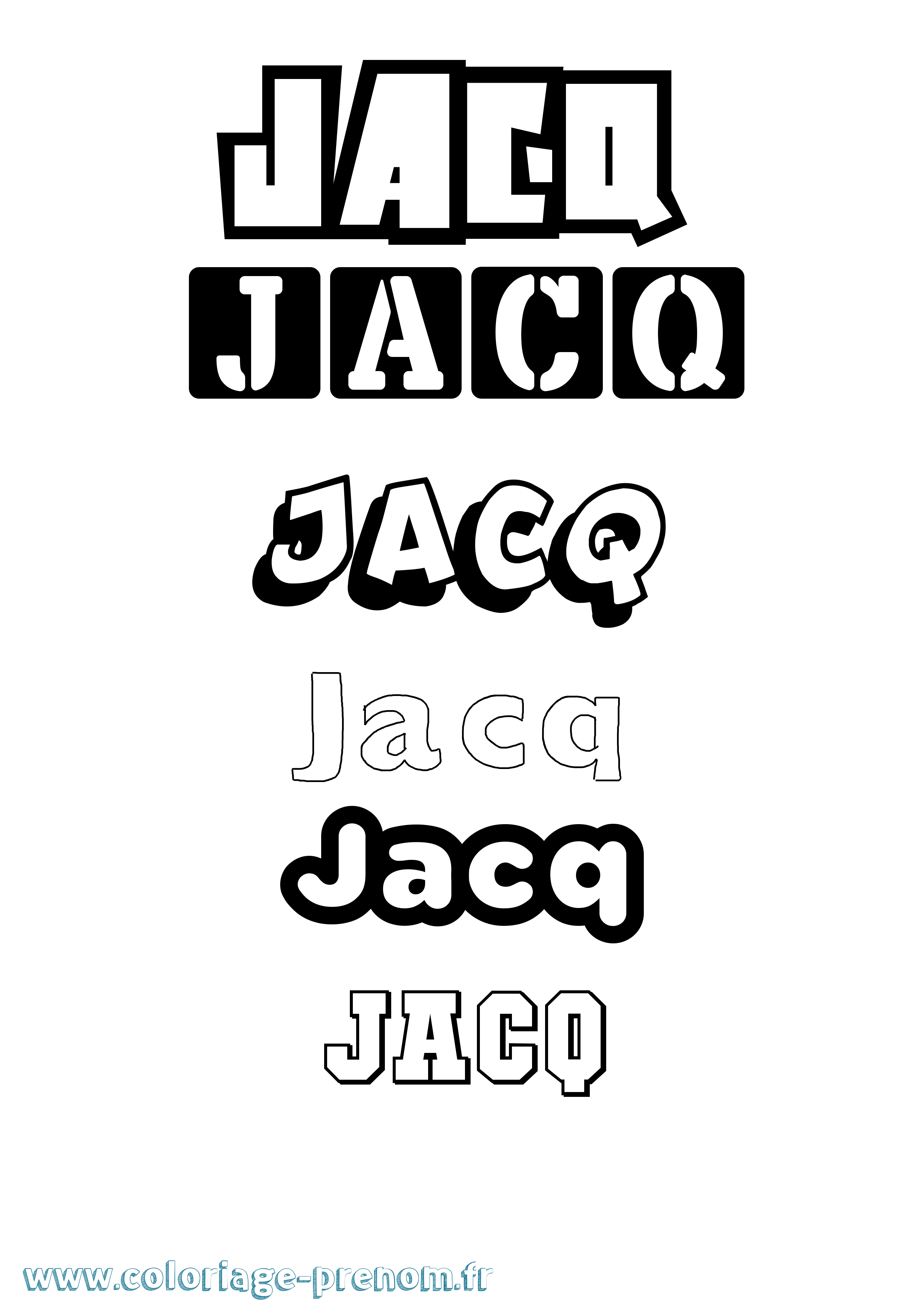 Coloriage prénom Jacq Simple
