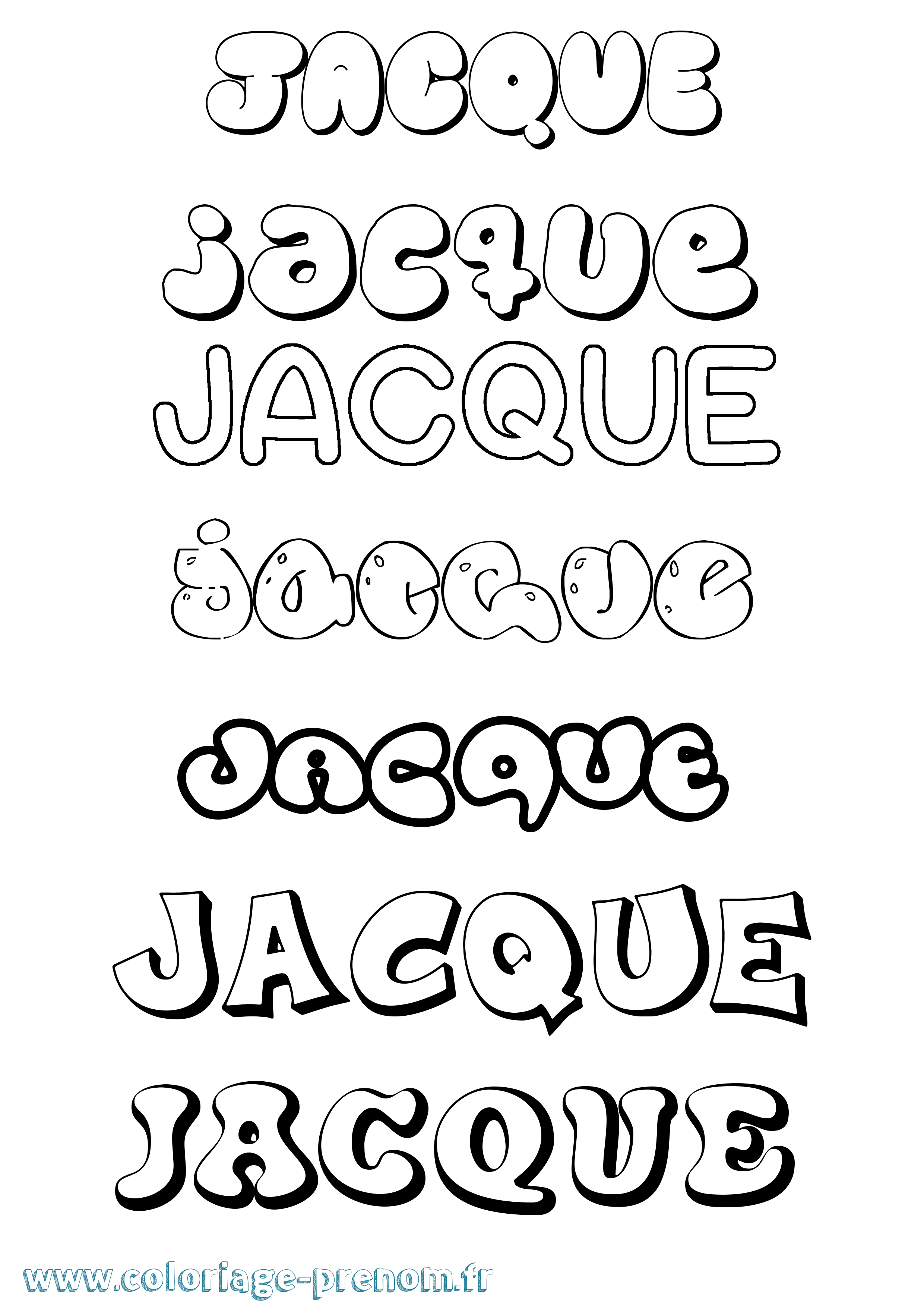 Coloriage Jacque Bubble Coloriage prénom Jacque Bubble