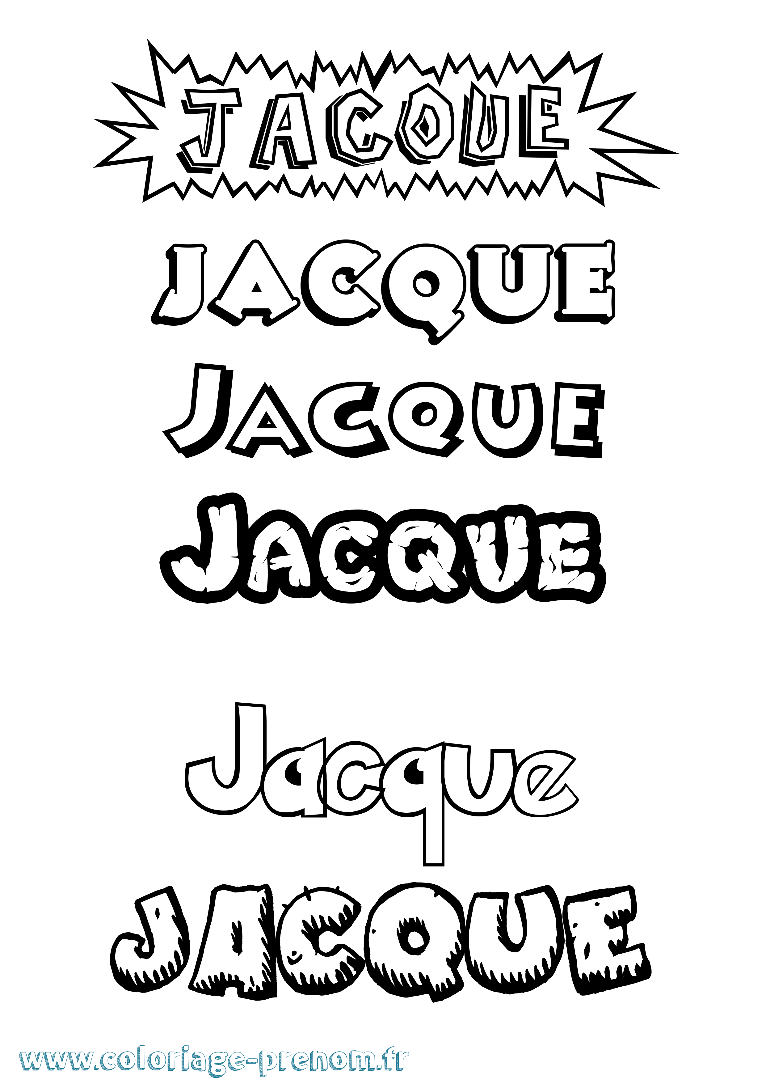 Coloriage Jacque Dessin Animé Coloriage prénom Jacque Dessin Animé
