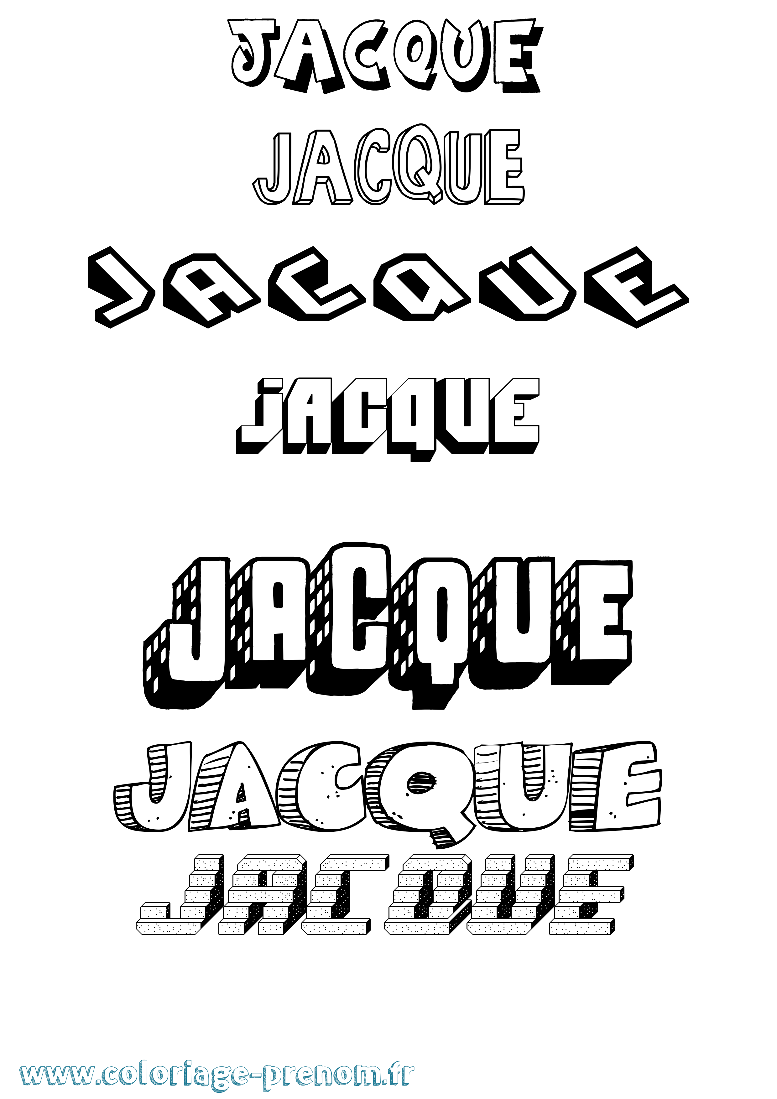 Coloriage Jacque Effet 3D Coloriage prénom Jacque Effet 3D