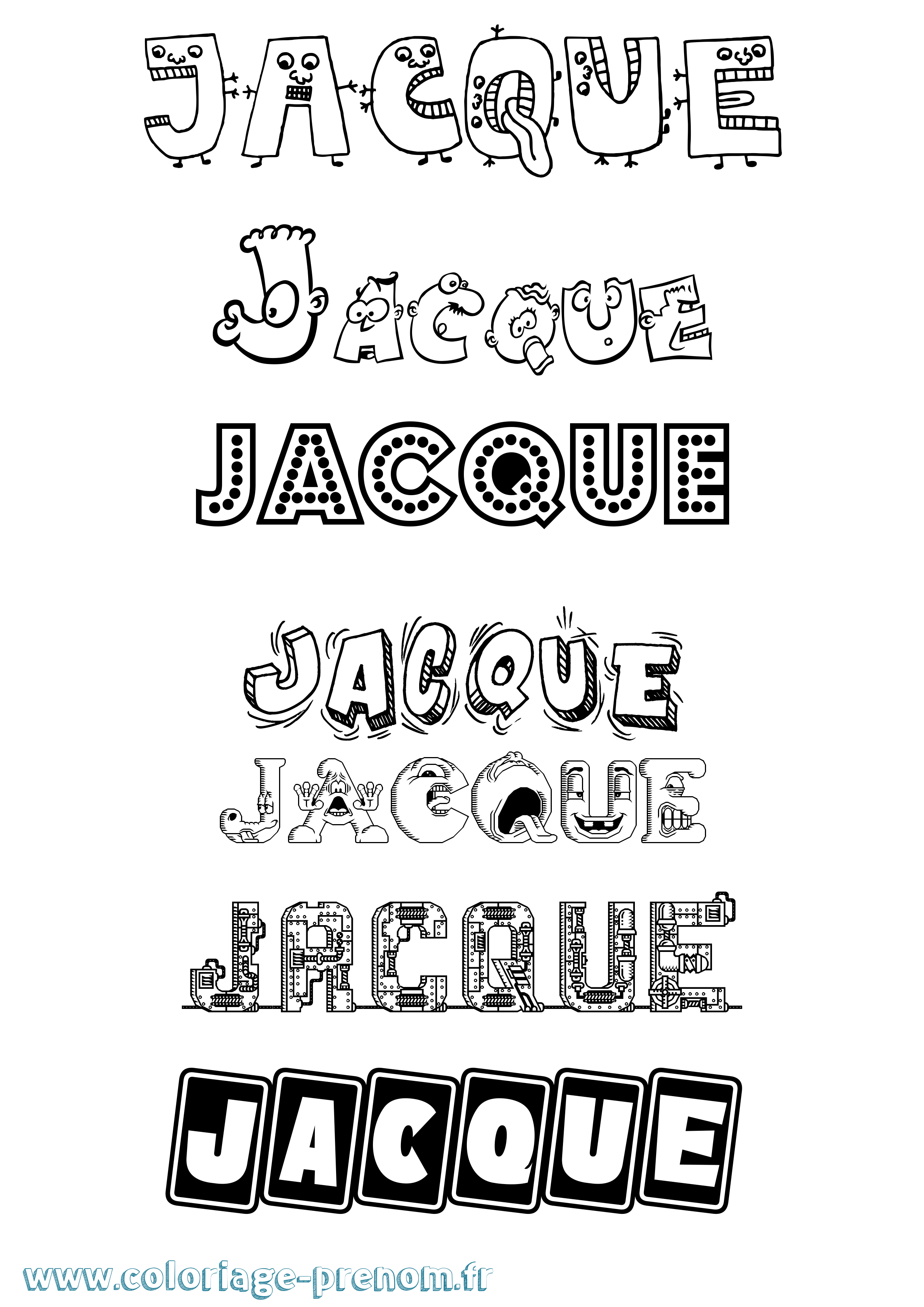Coloriage prénom Jacque Fun