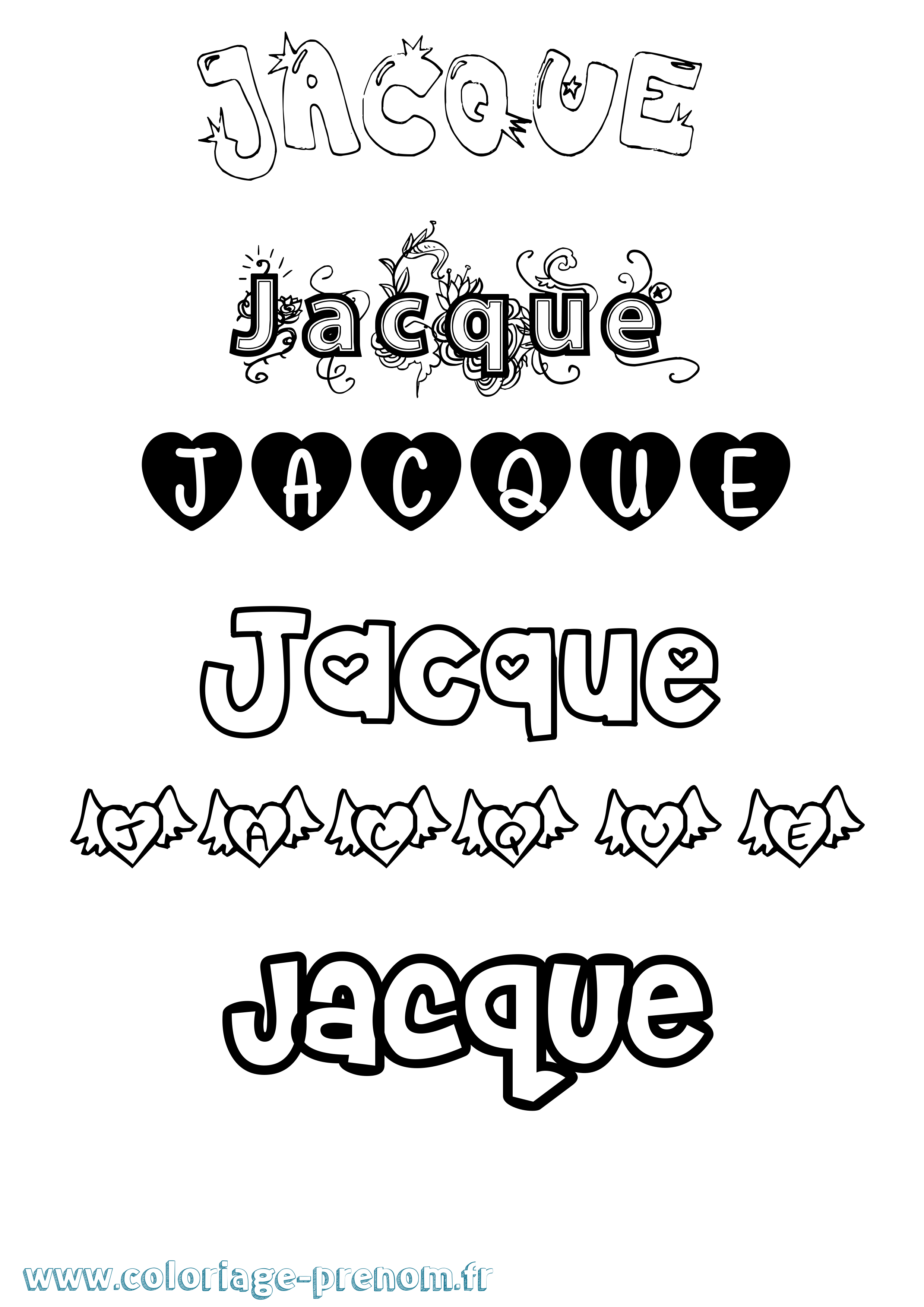 Coloriage prénom Jacque Girly