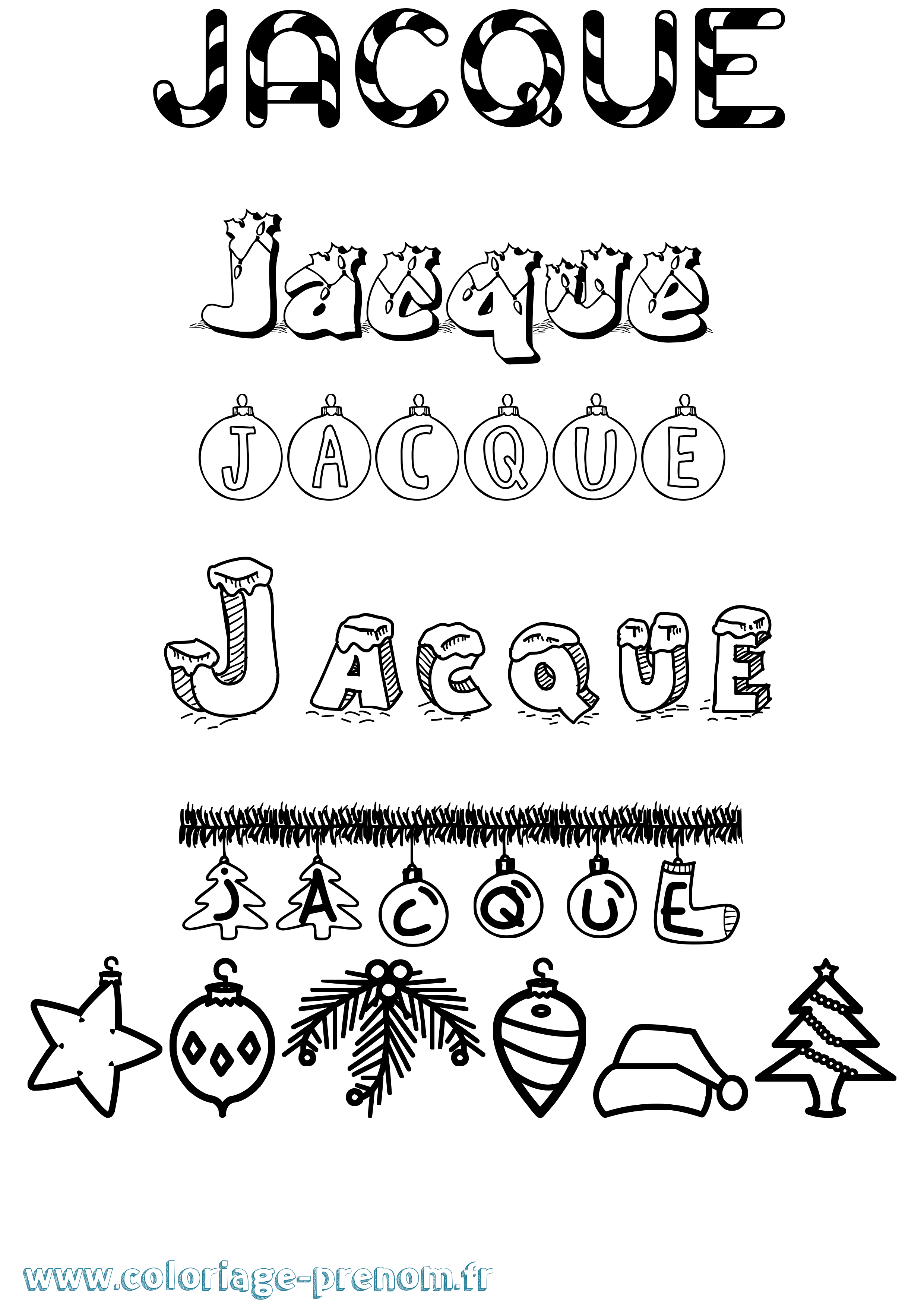 Coloriage prénom Jacque Noël