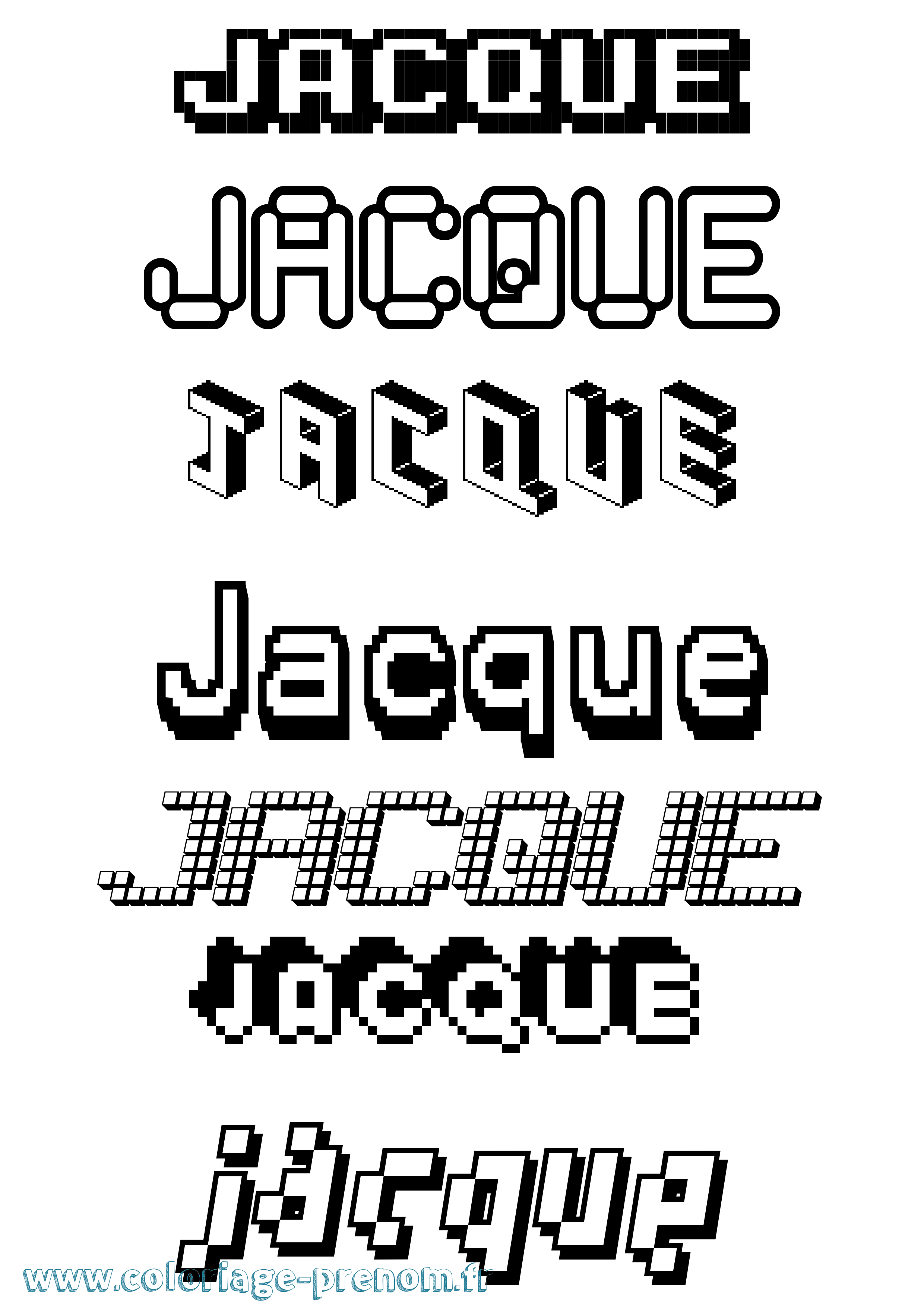 Coloriage prénom Jacque Pixel