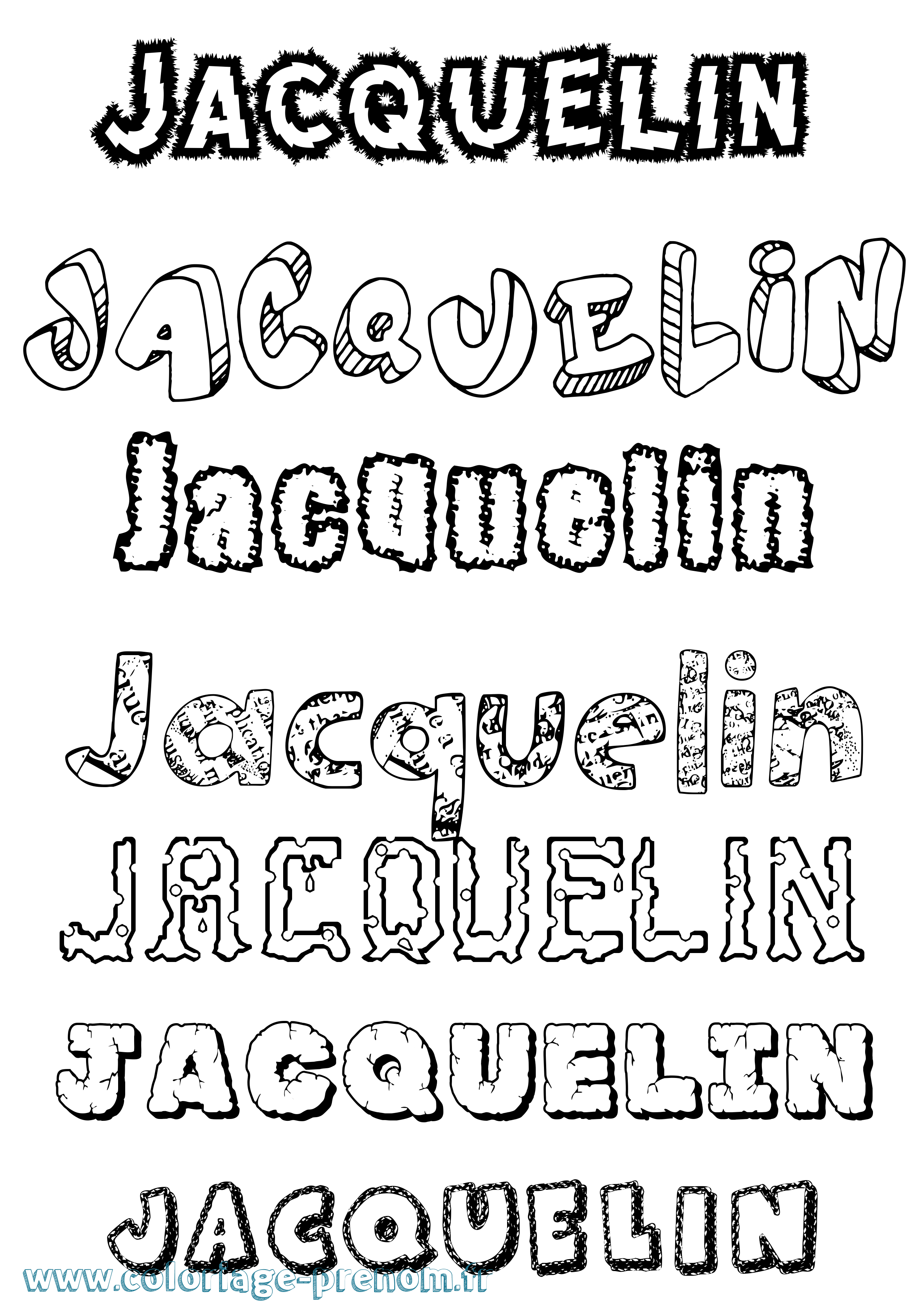 Coloriage prénom Jacquelin Destructuré