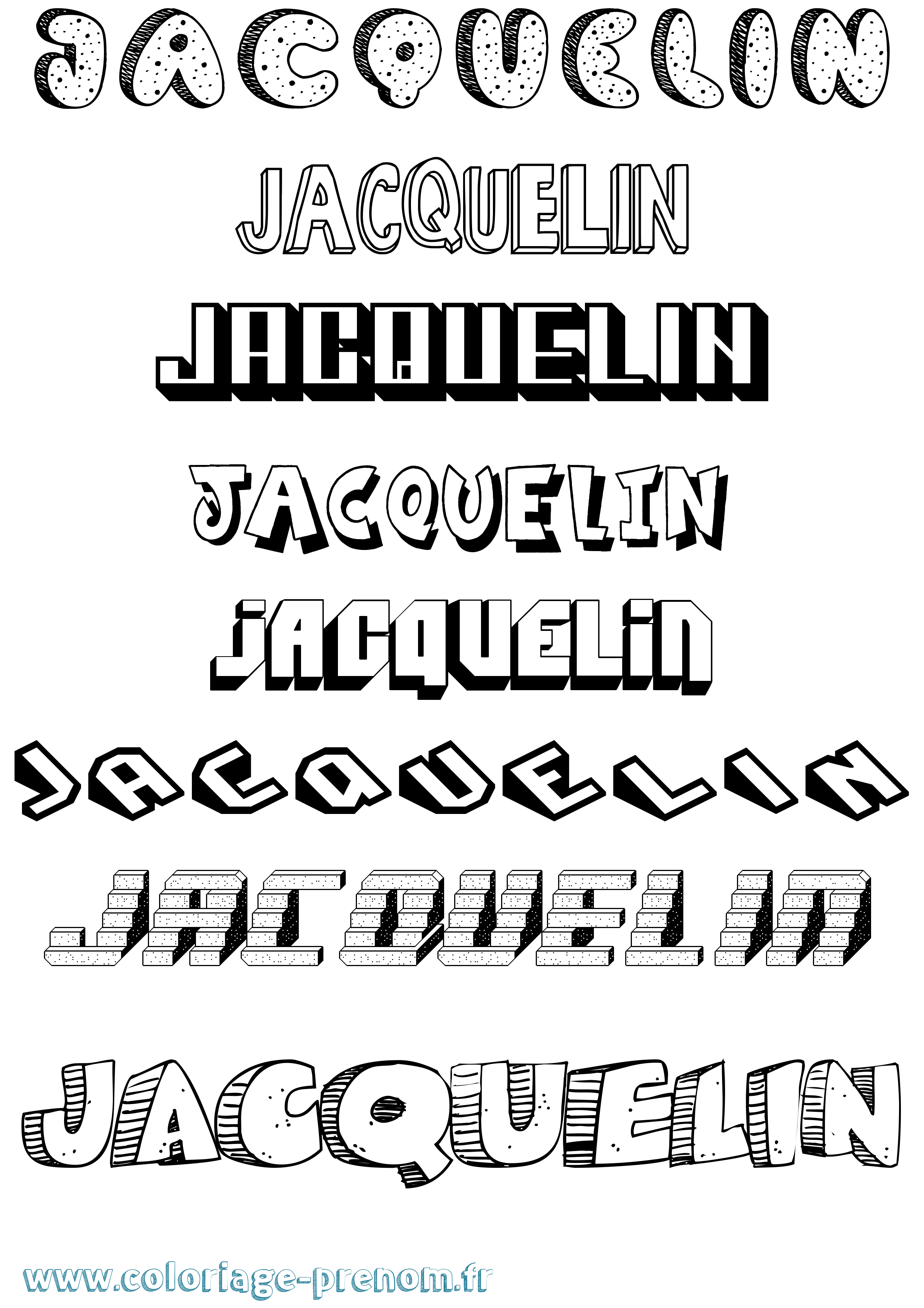 Coloriage prénom Jacquelin Effet 3D