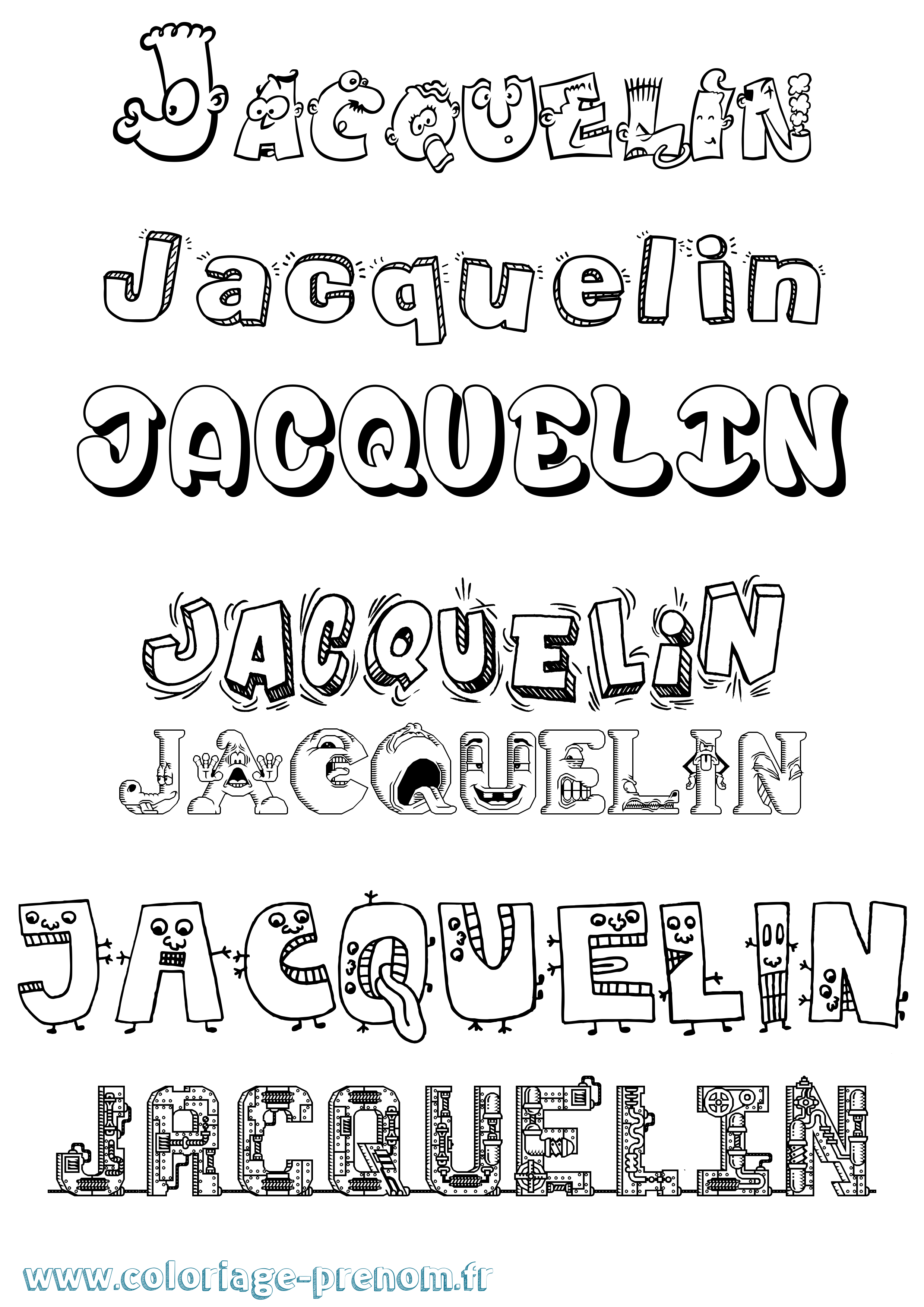 Coloriage prénom Jacquelin Fun
