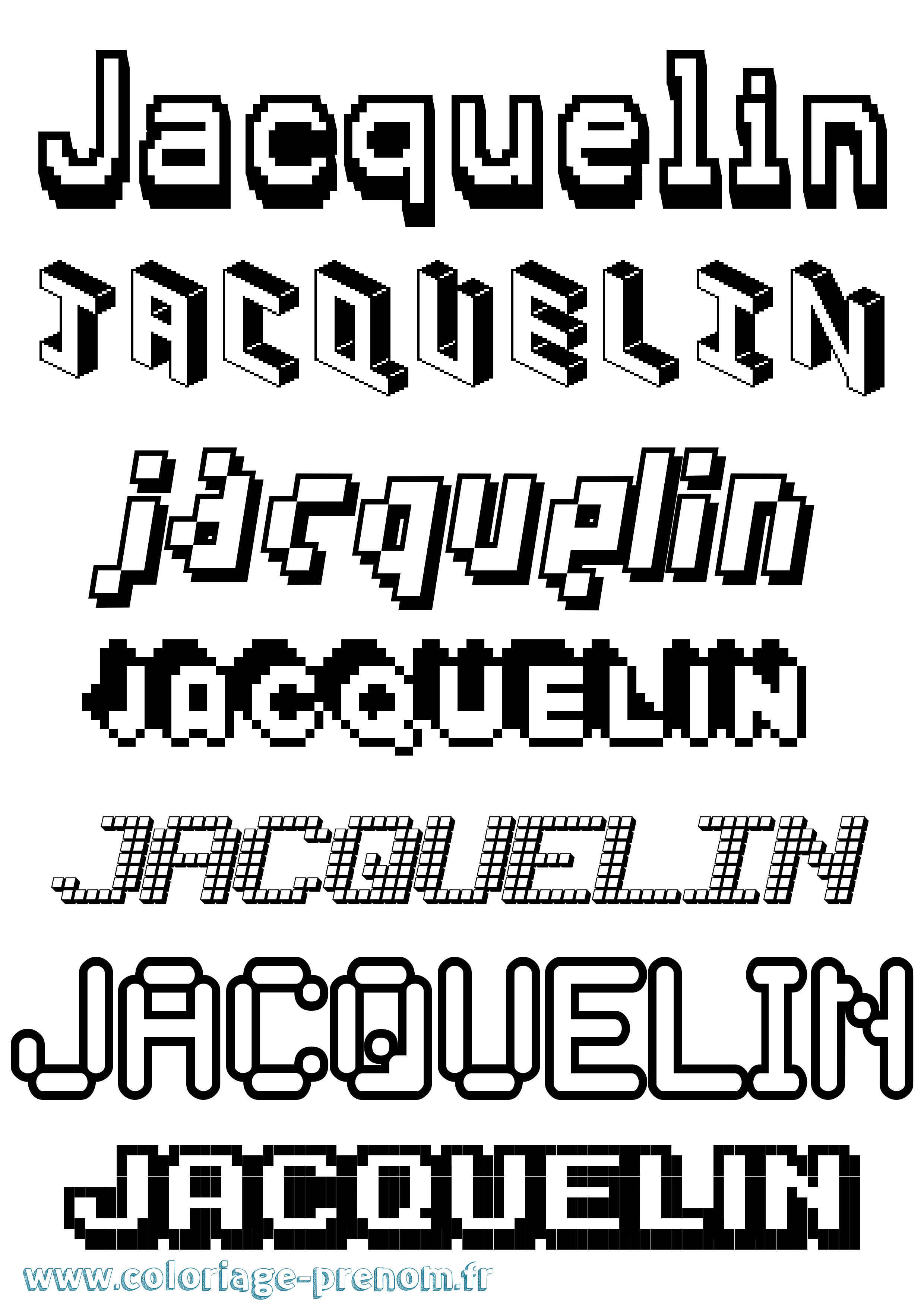 Coloriage prénom Jacquelin Pixel