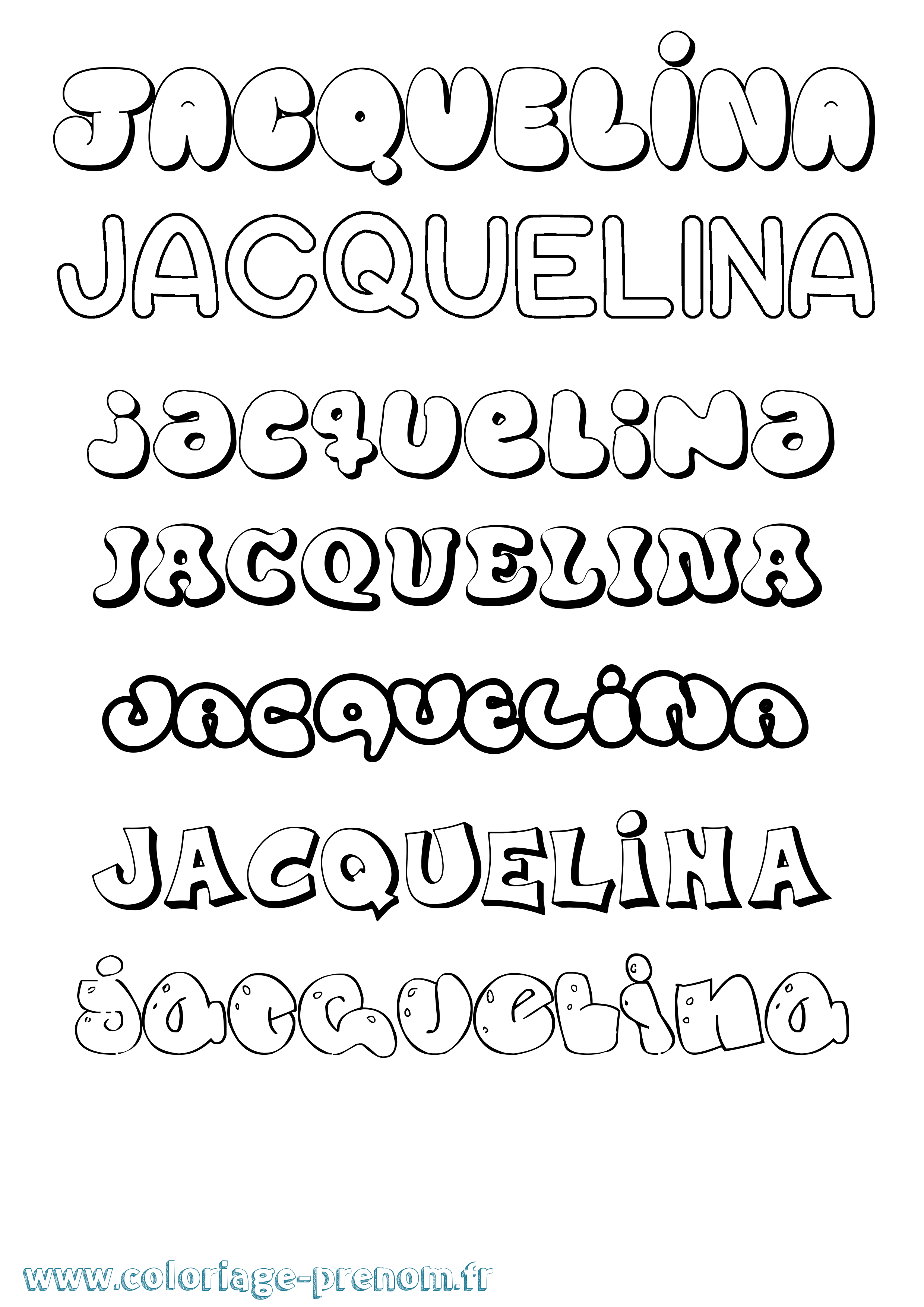 Coloriage prénom Jacquelina Bubble