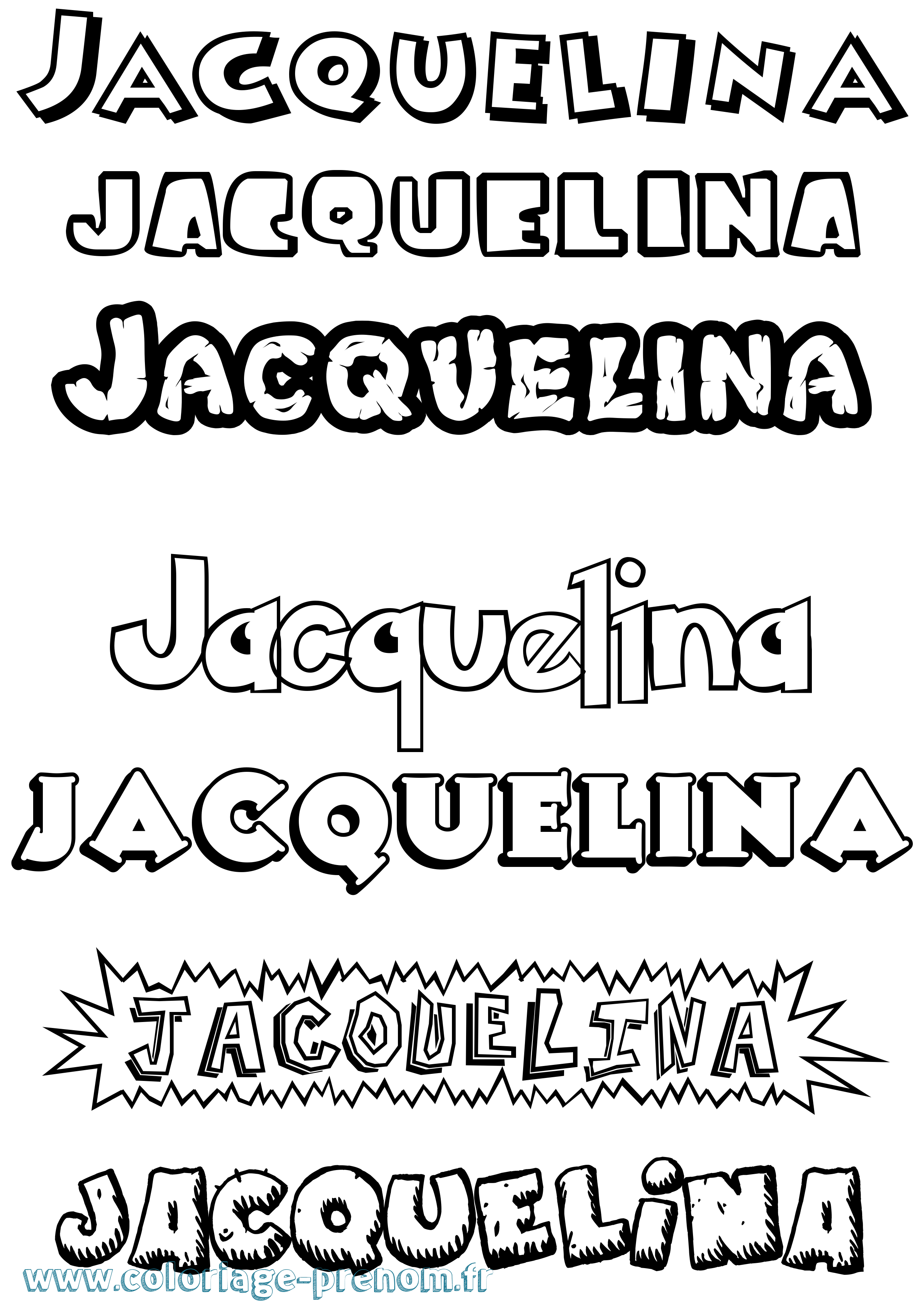 Coloriage Jacquelina Dessin Animé Coloriage prénom Jacquelina Dessin Animé