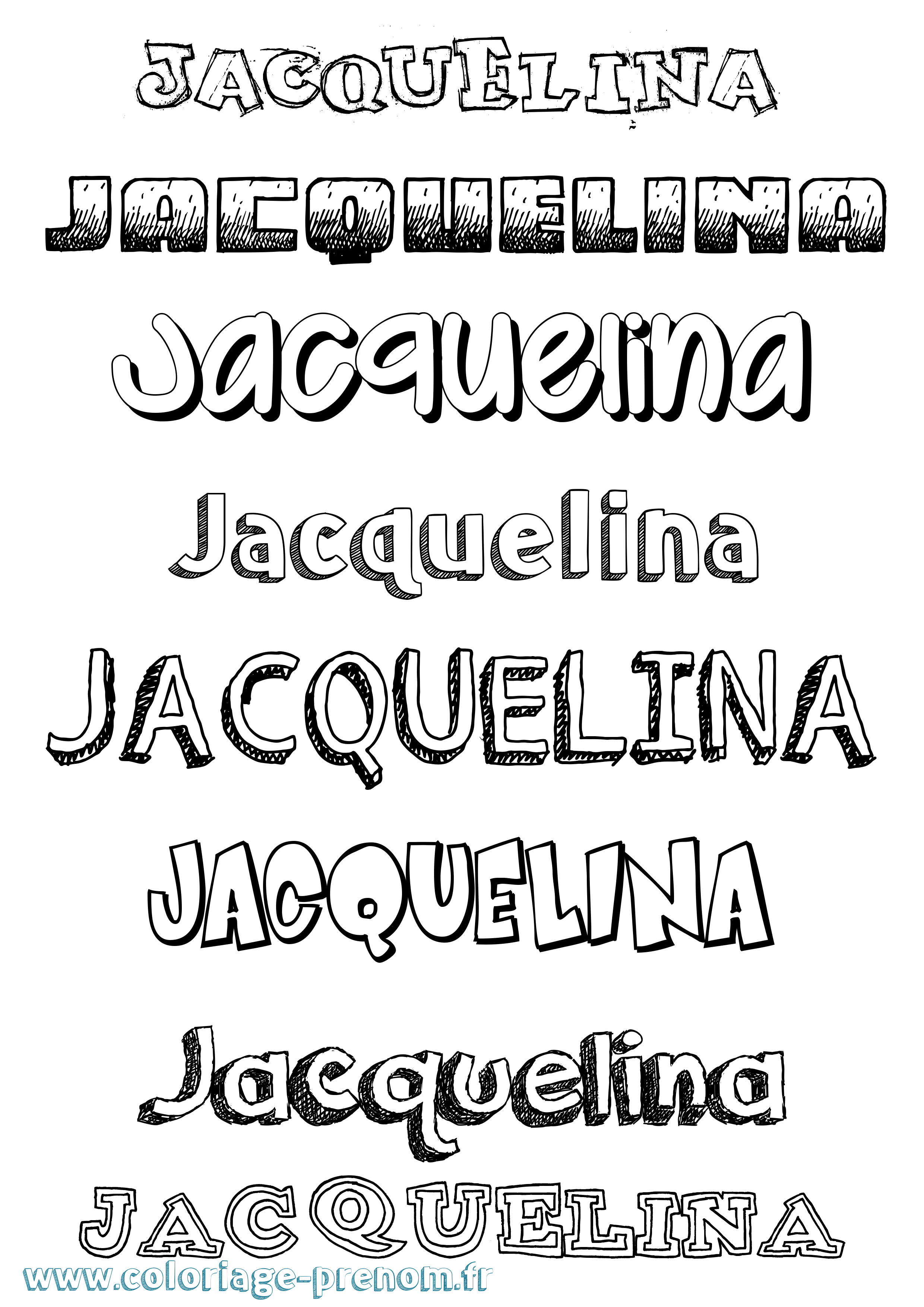 Coloriage Jacquelina Dessiné Coloriage prénom Jacquelina Dessiné