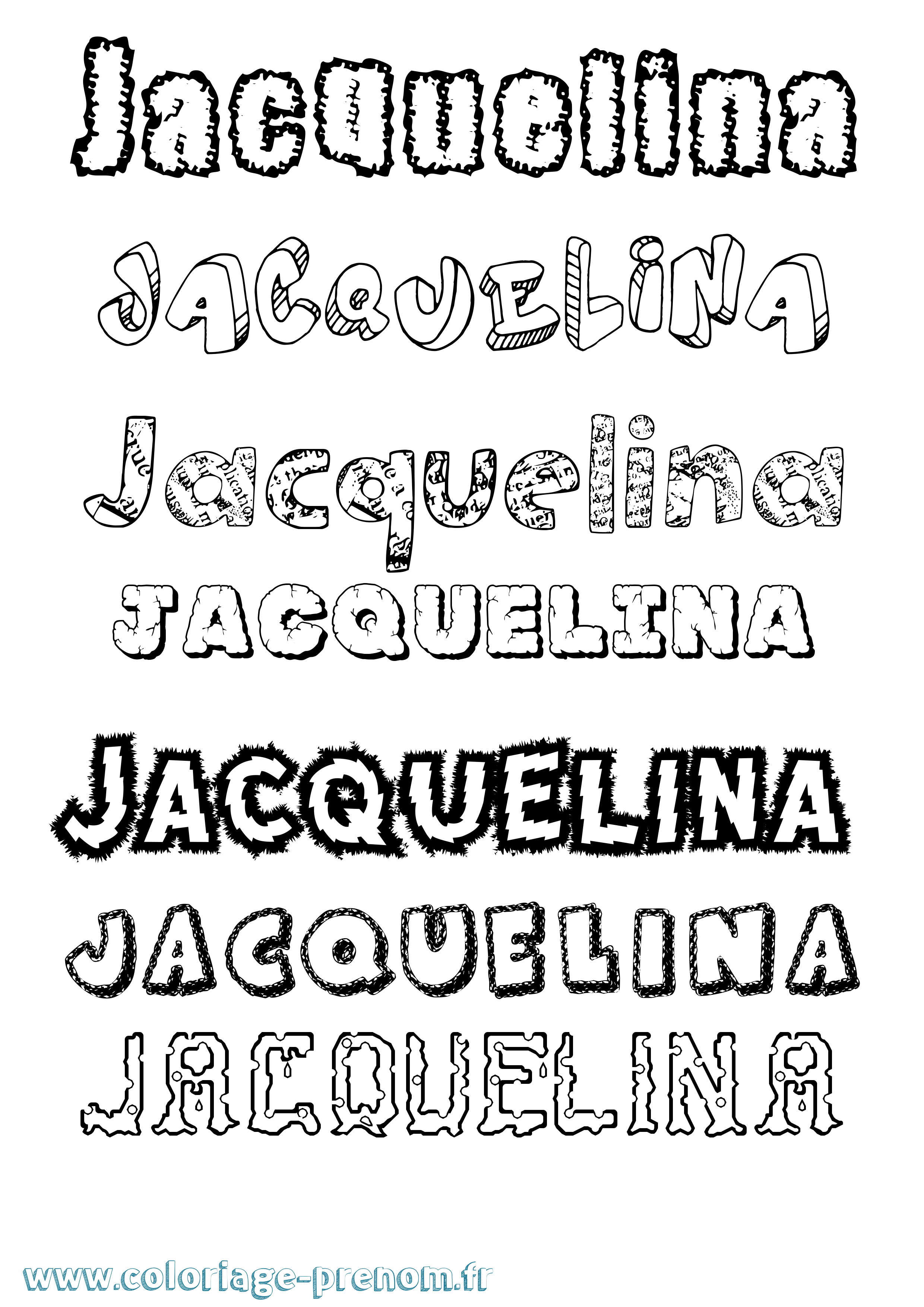 Coloriage prénom Jacquelina Destructuré