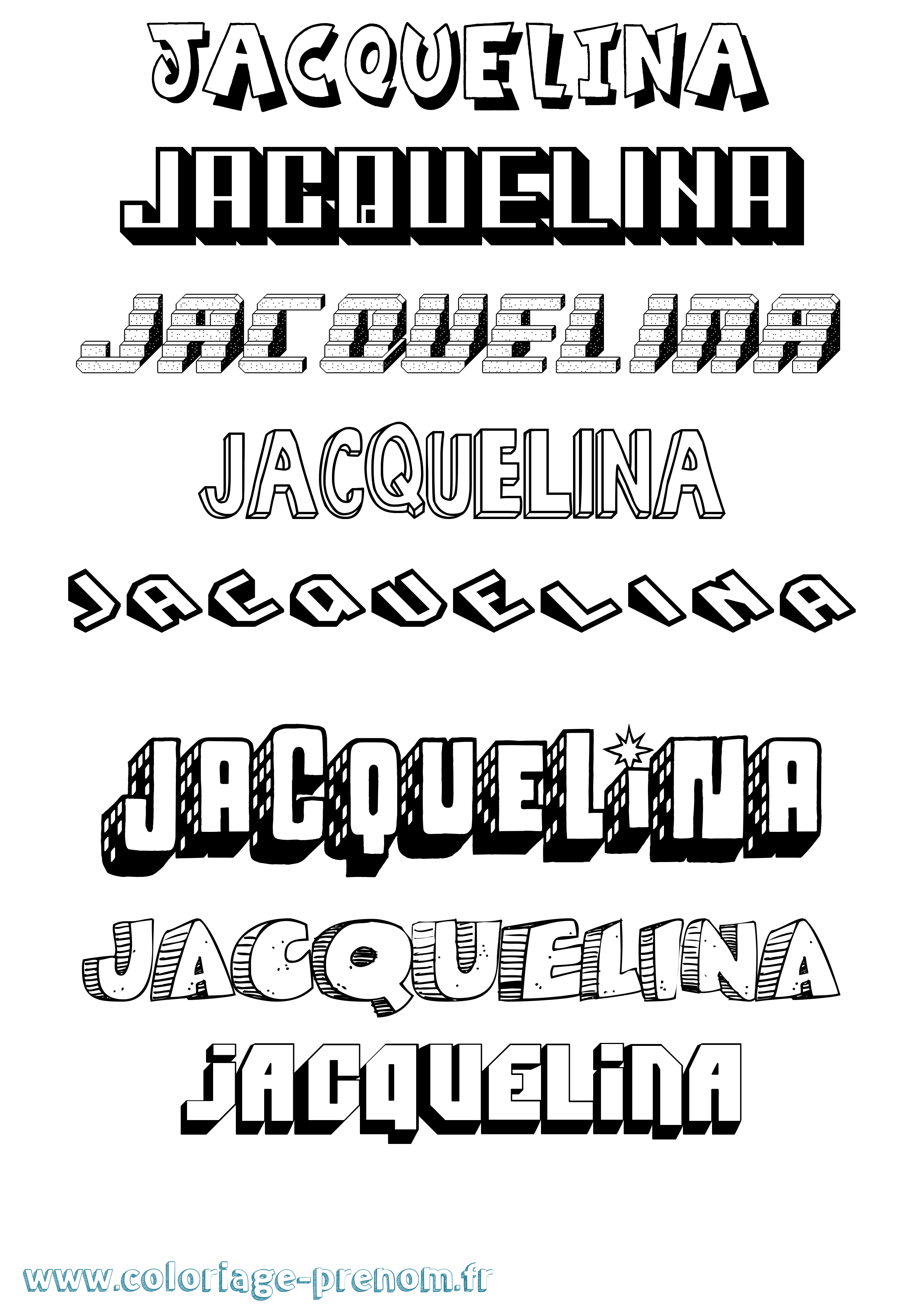 Coloriage Jacquelina Effet 3D Coloriage prénom Jacquelina Effet 3D