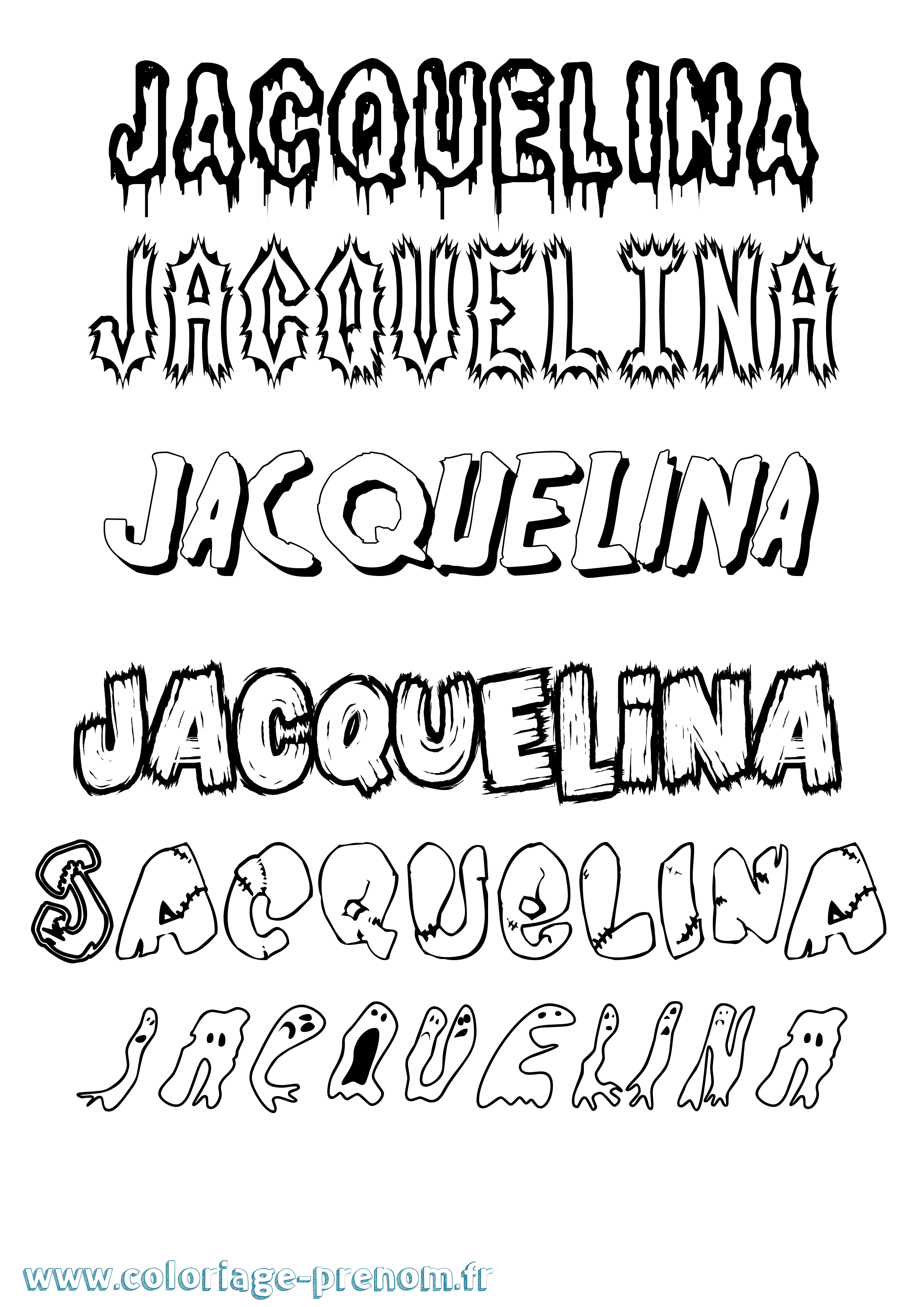 Coloriage Jacquelina Frisson Coloriage prénom Jacquelina Frisson
