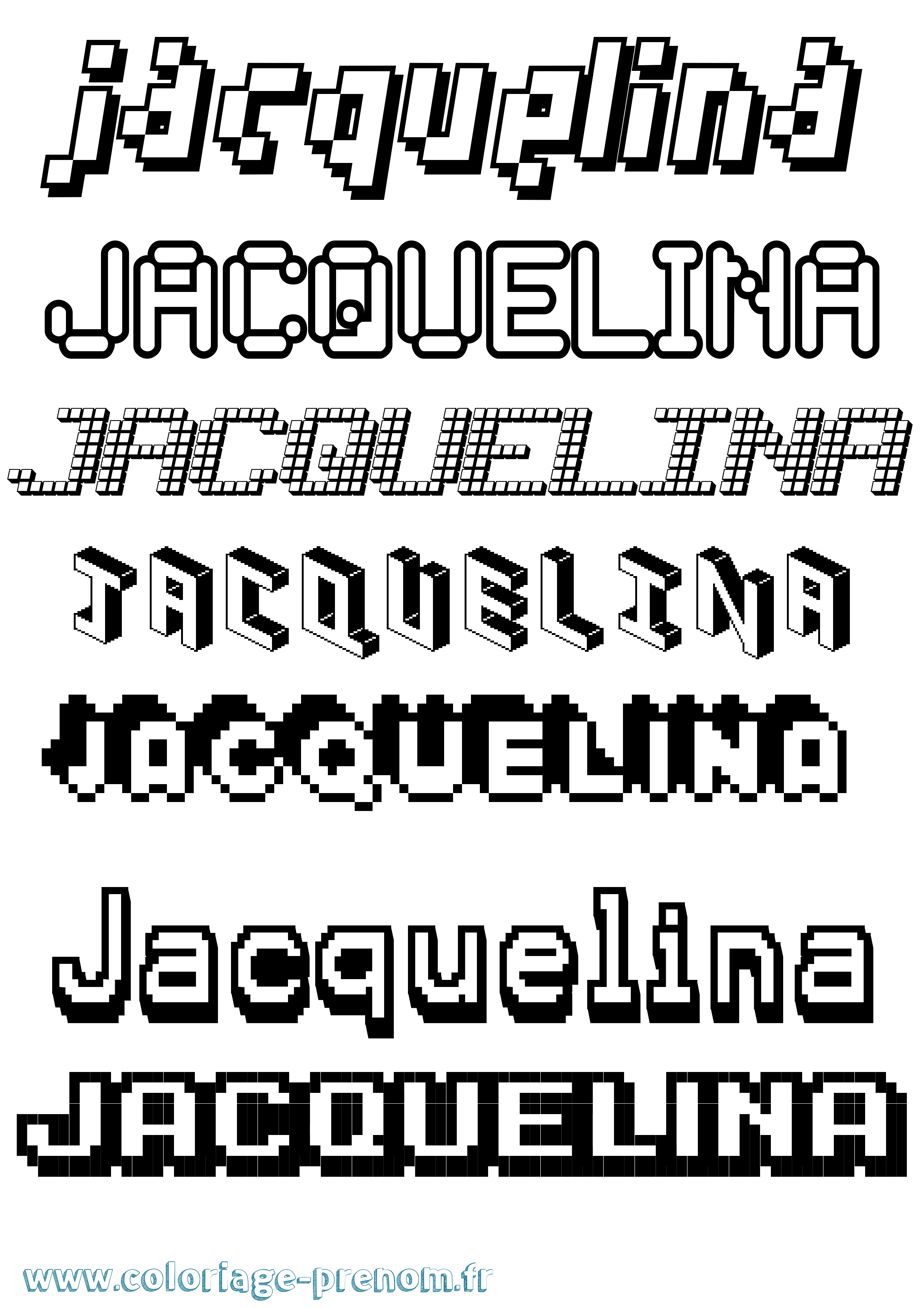 Coloriage prénom Jacquelina Pixel