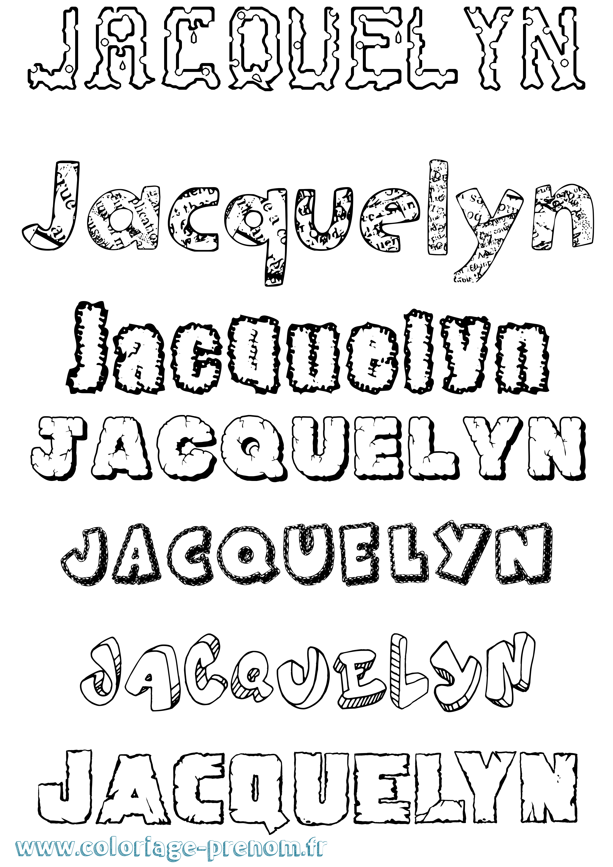 Coloriage Jacquelyn Destructuré Coloriage prénom Jacquelyn Destructuré