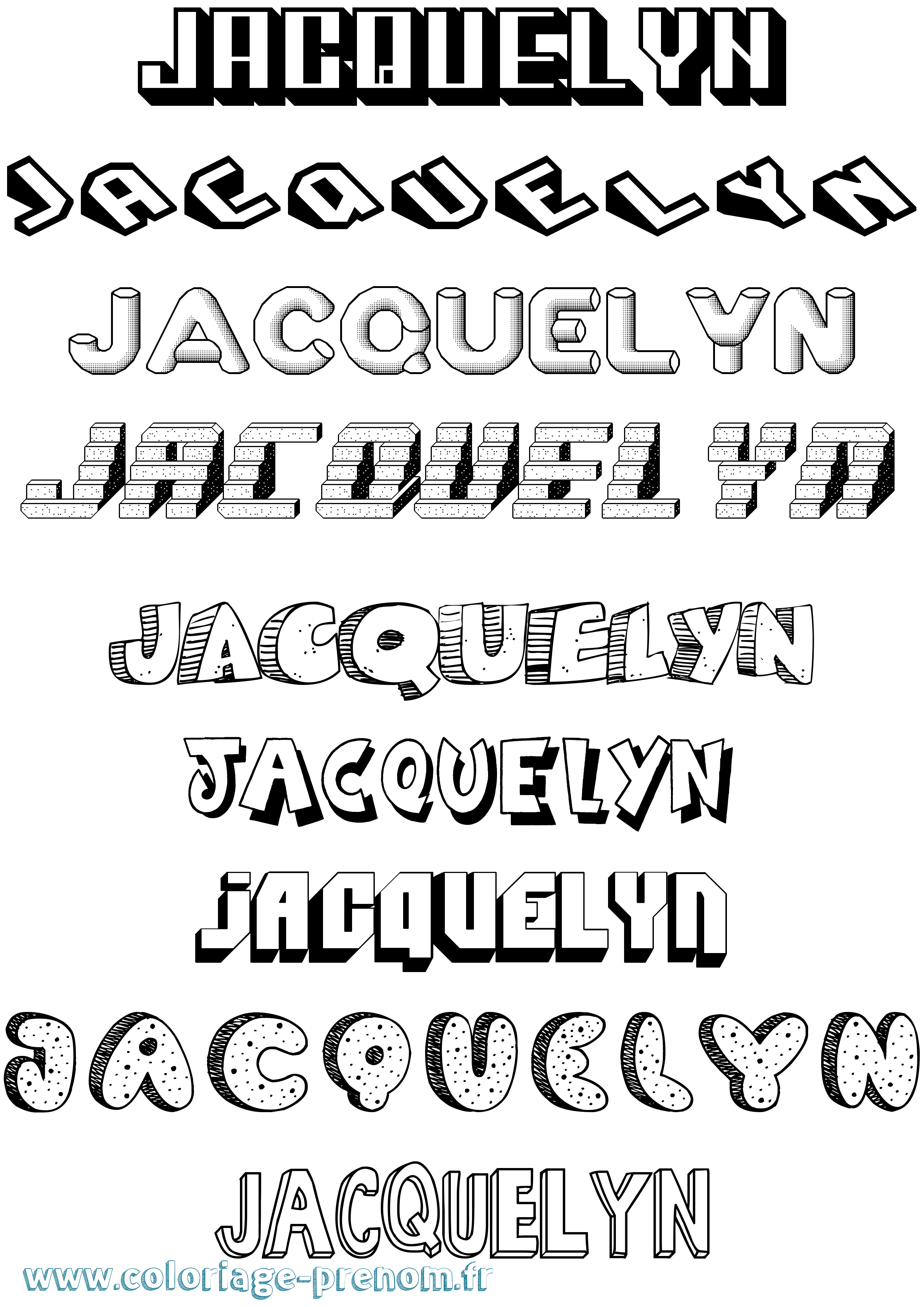 Coloriage Jacquelyn Effet 3D Coloriage prénom Jacquelyn Effet 3D
