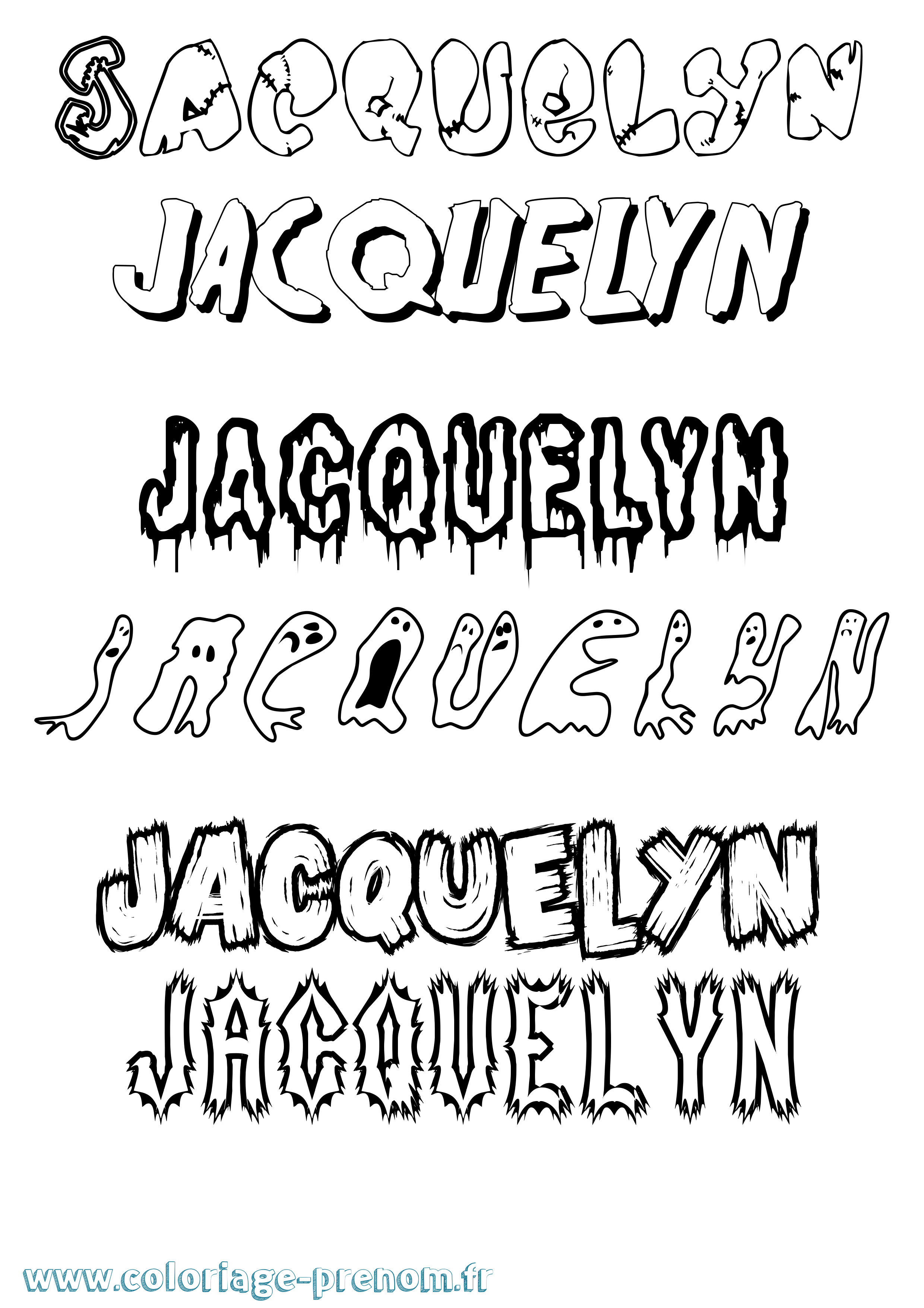 Coloriage Jacquelyn Frisson Coloriage prénom Jacquelyn Frisson