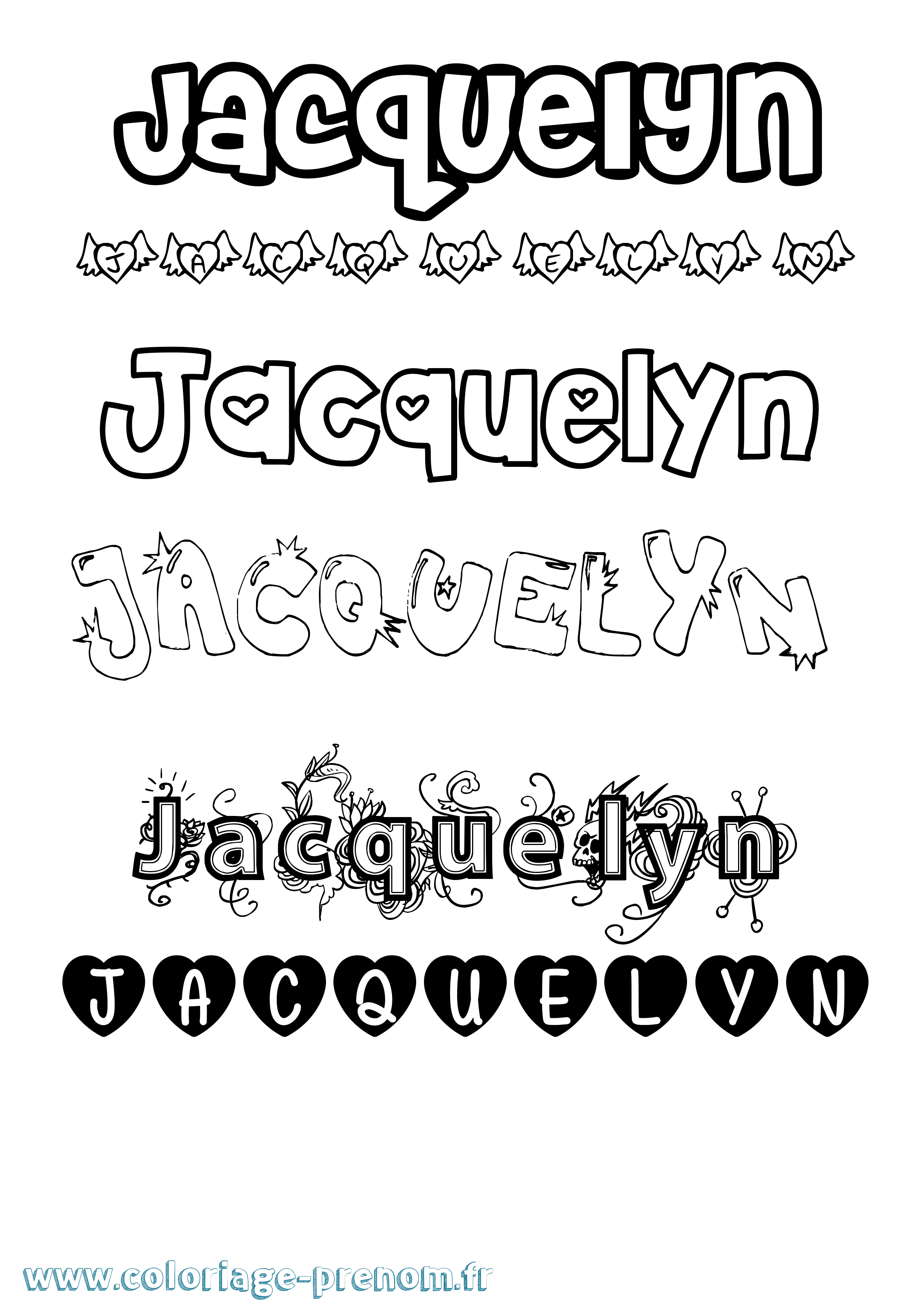 Coloriage Jacquelyn Girly Coloriage prénom Jacquelyn Girly