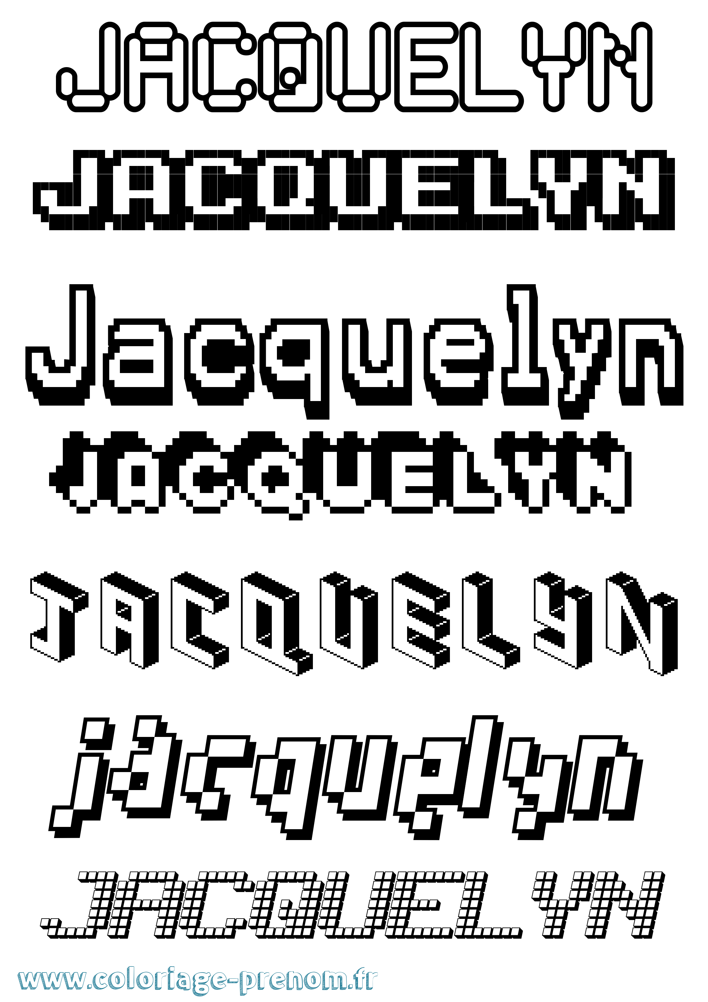 Coloriage Jacquelyn Pixel Coloriage prénom Jacquelyn Pixel