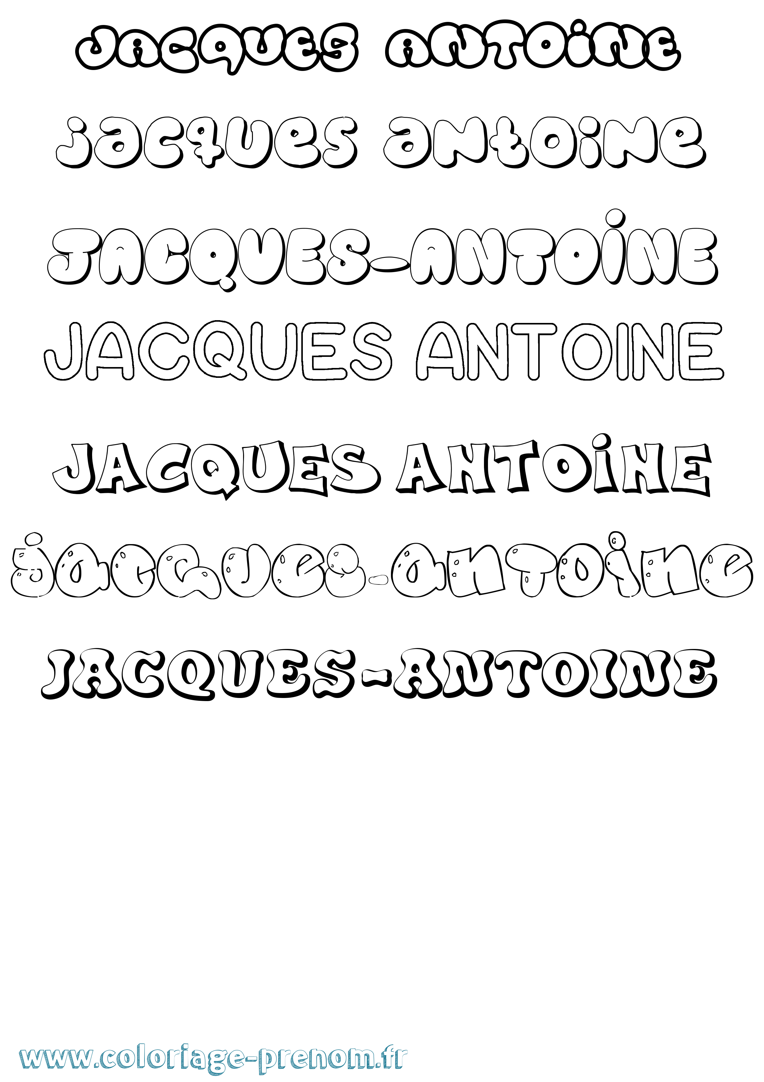 Coloriage Jacques-Antoine Bubble Coloriage prénom Jacques-Antoine Bubble