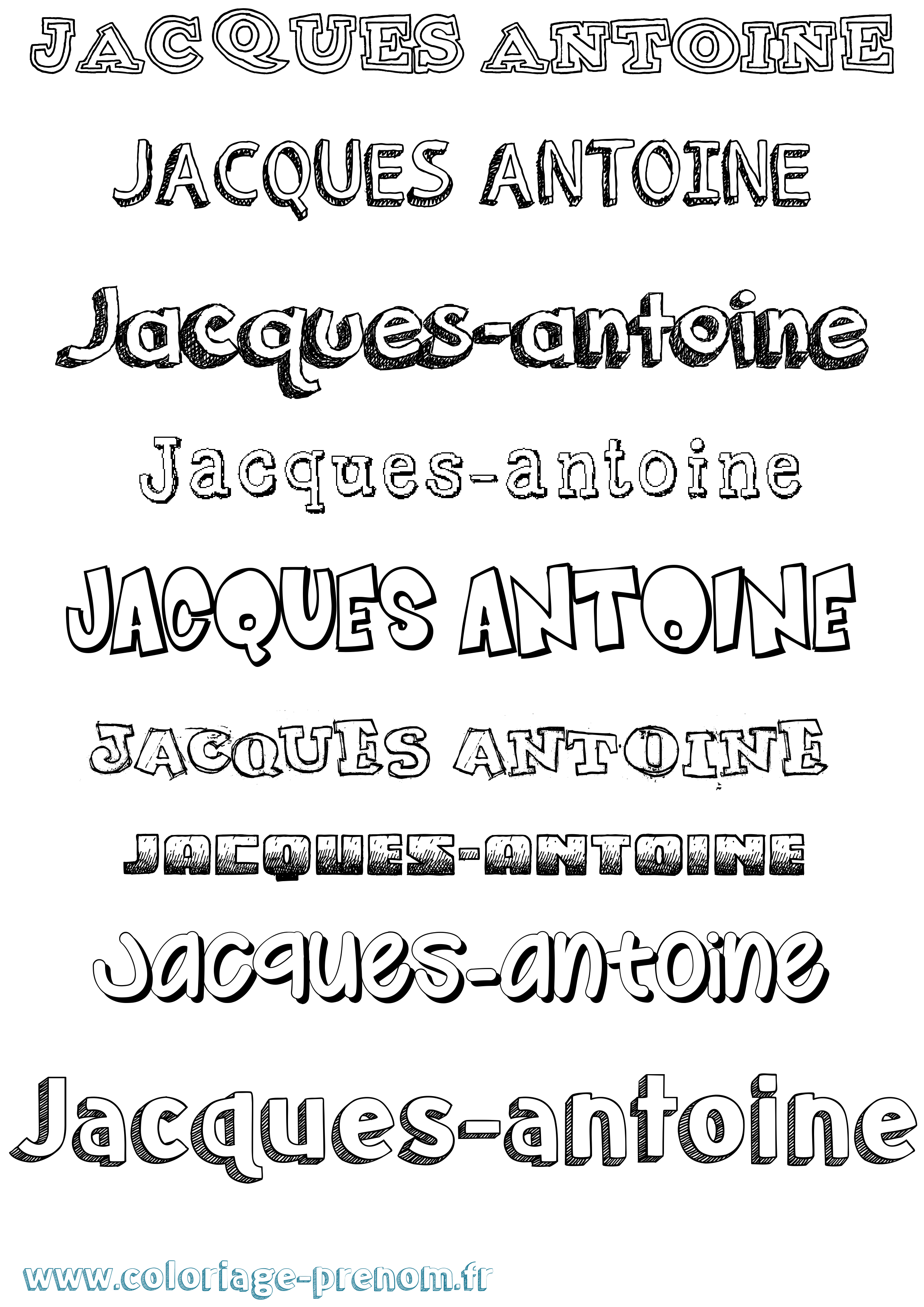 Coloriage Jacques-Antoine Dessiné Coloriage prénom Jacques-Antoine Dessiné