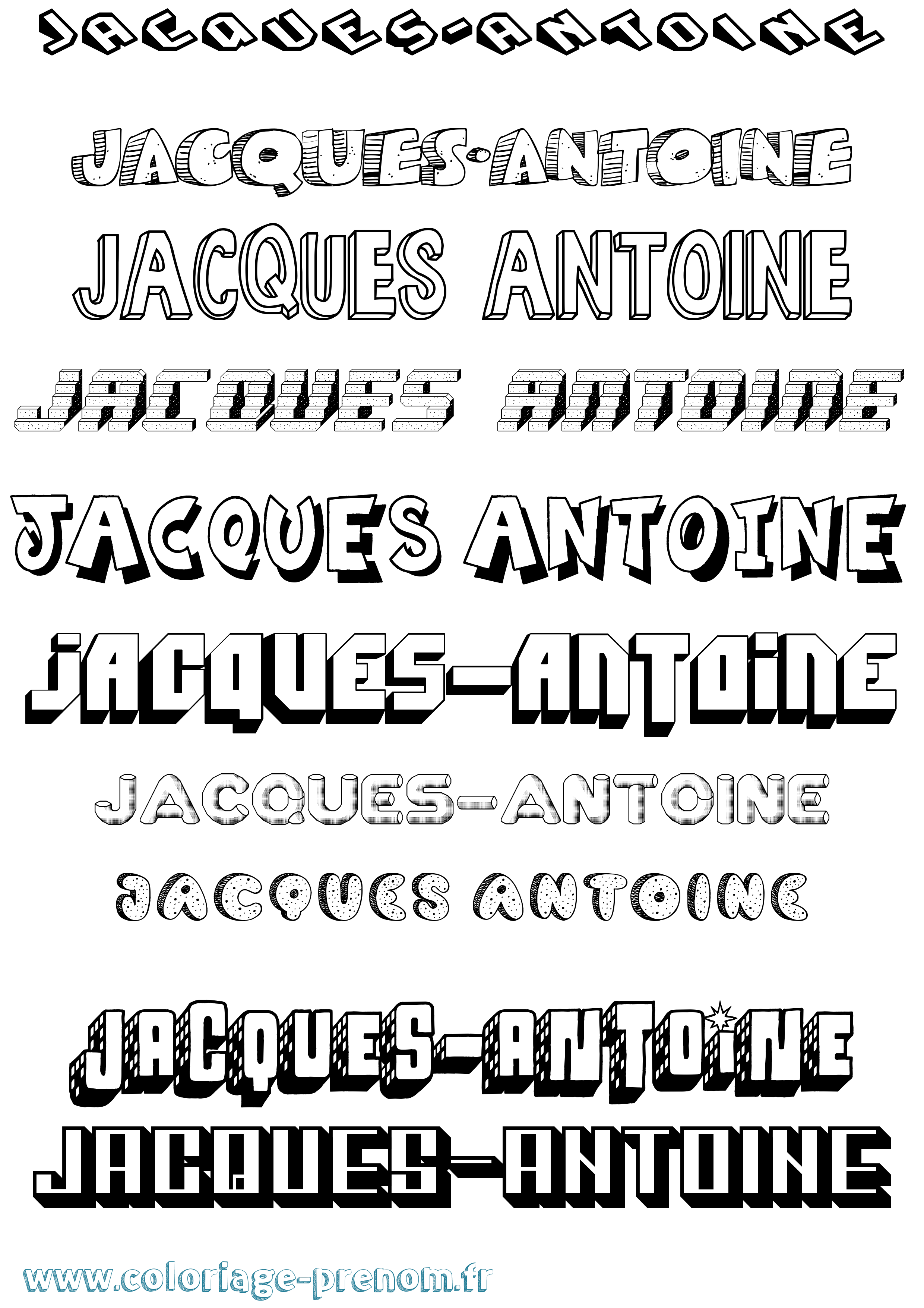 Coloriage Jacques-Antoine Effet 3D Coloriage prénom Jacques-Antoine Effet 3D