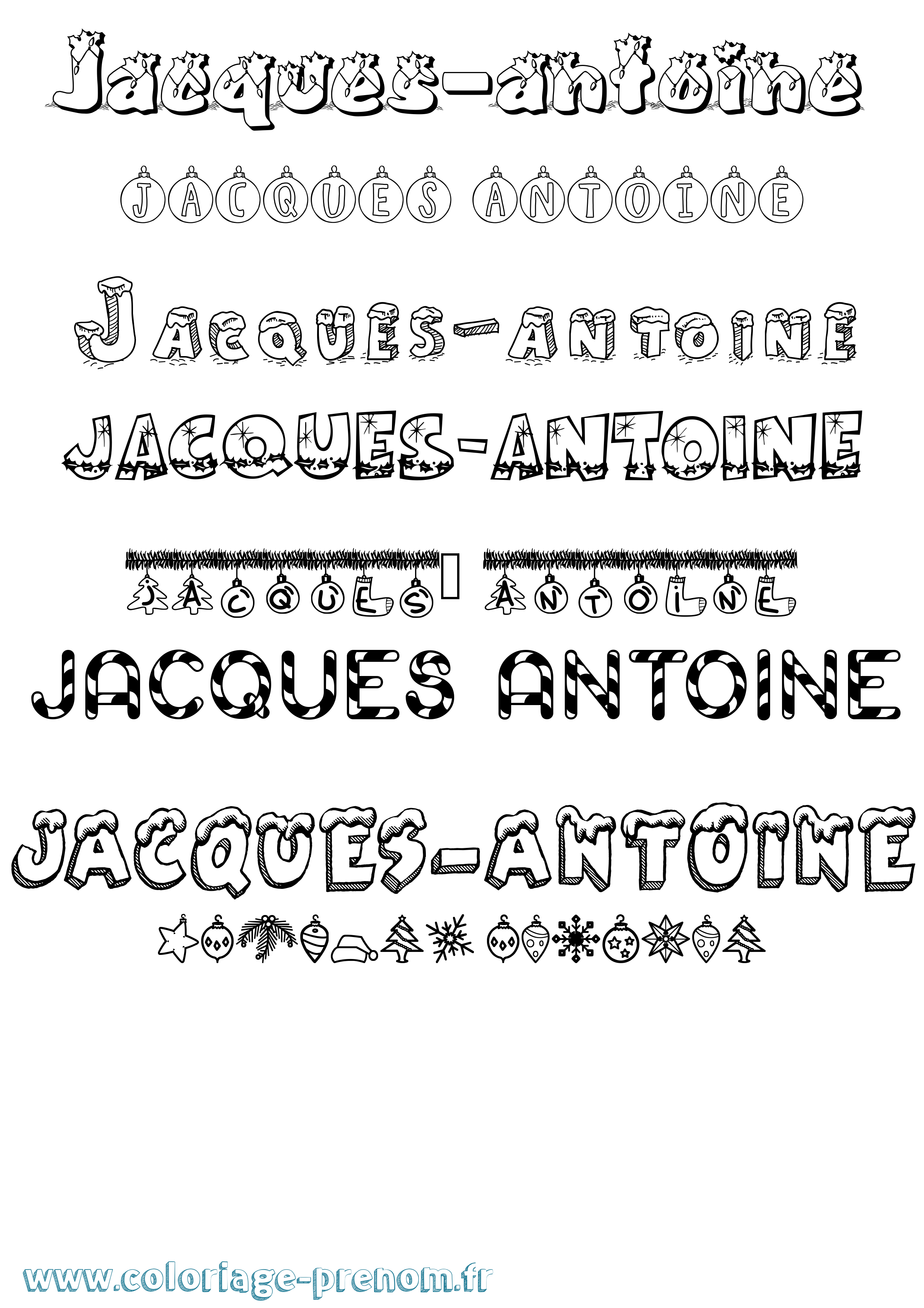 Coloriage Jacques-Antoine Noël Coloriage prénom Jacques-Antoine Noël