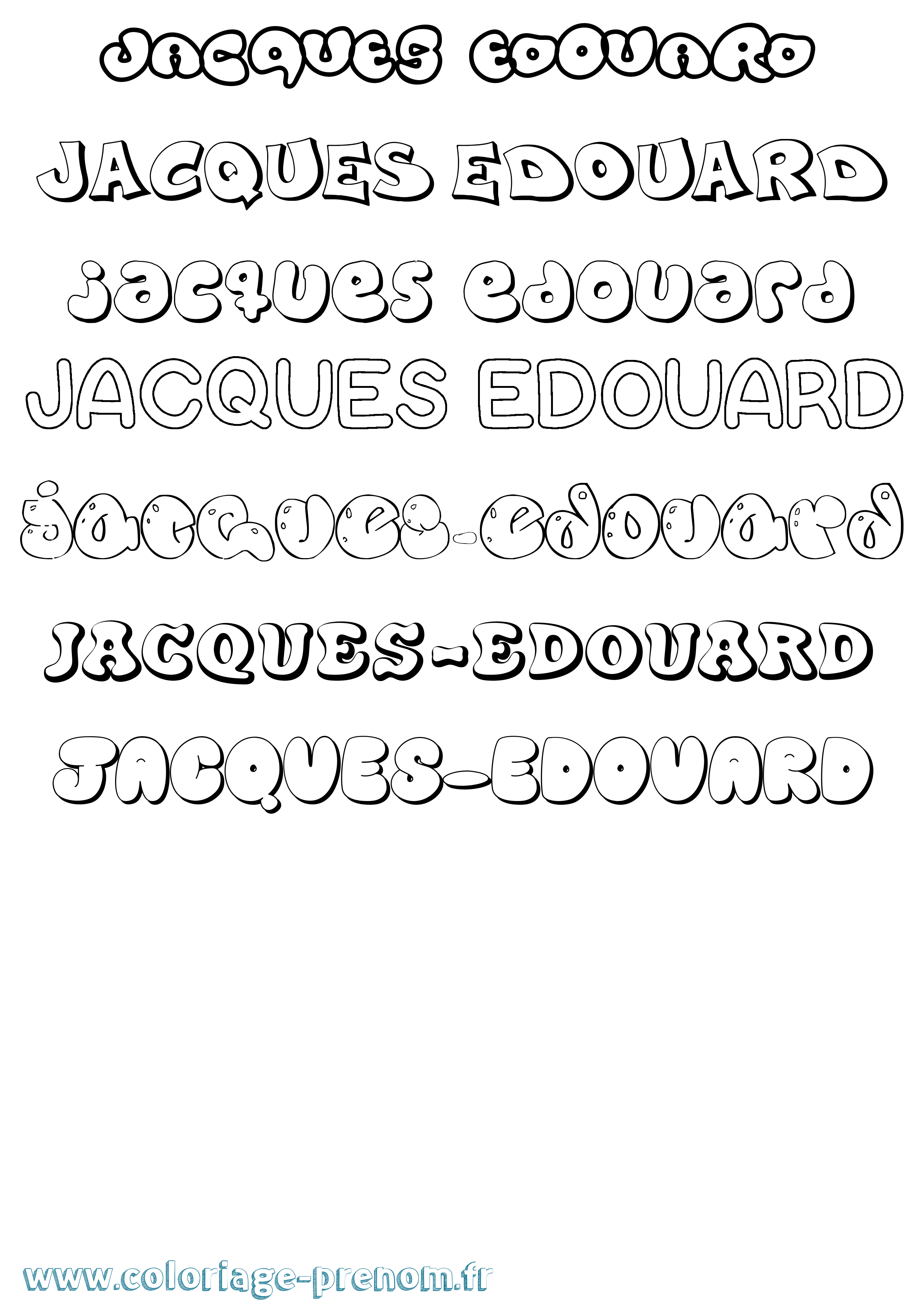 Coloriage Jacques-Edouard Bubble Coloriage prénom Jacques-Edouard Bubble