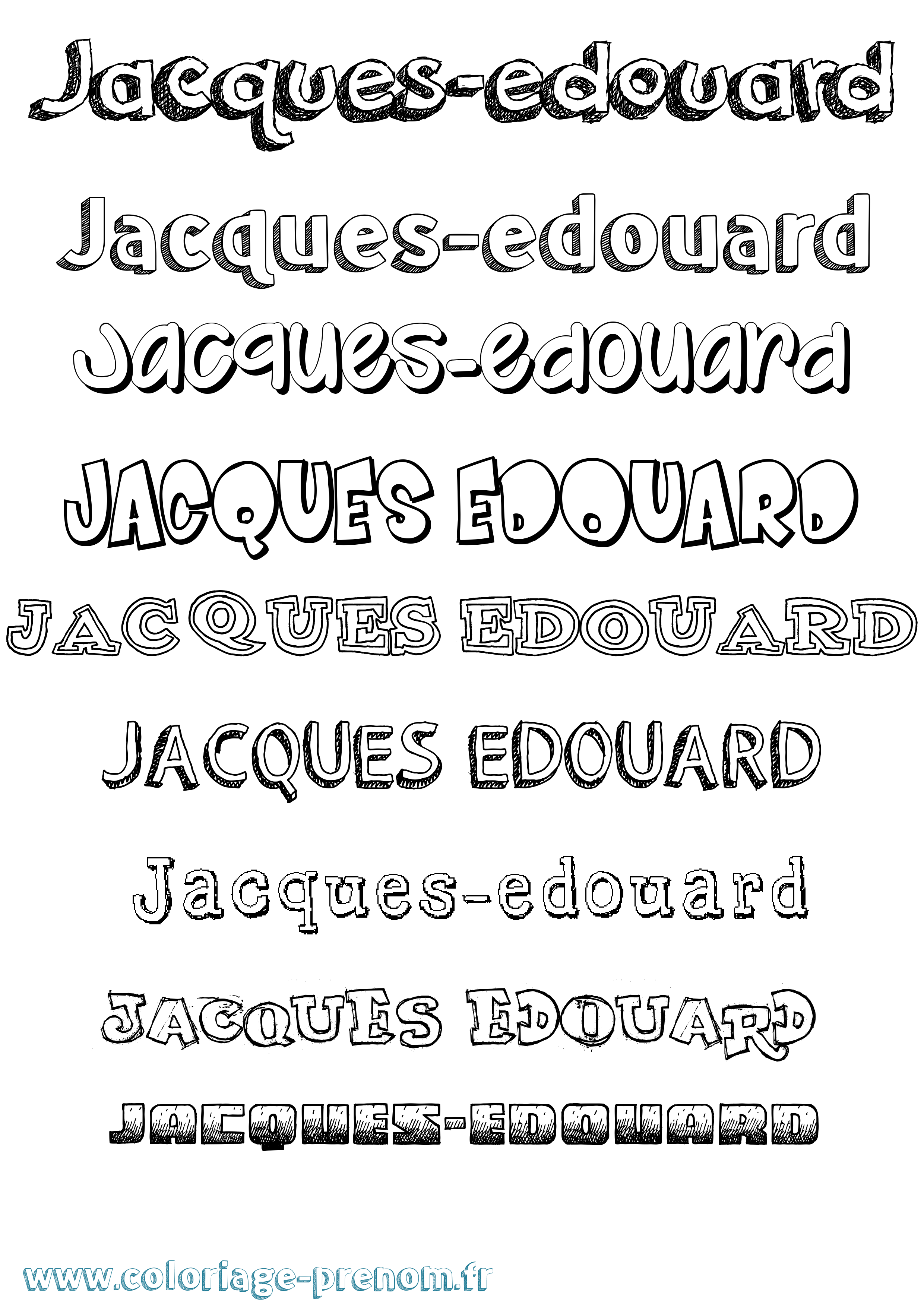 Coloriage Jacques-Edouard Dessiné Coloriage prénom Jacques-Edouard Dessiné