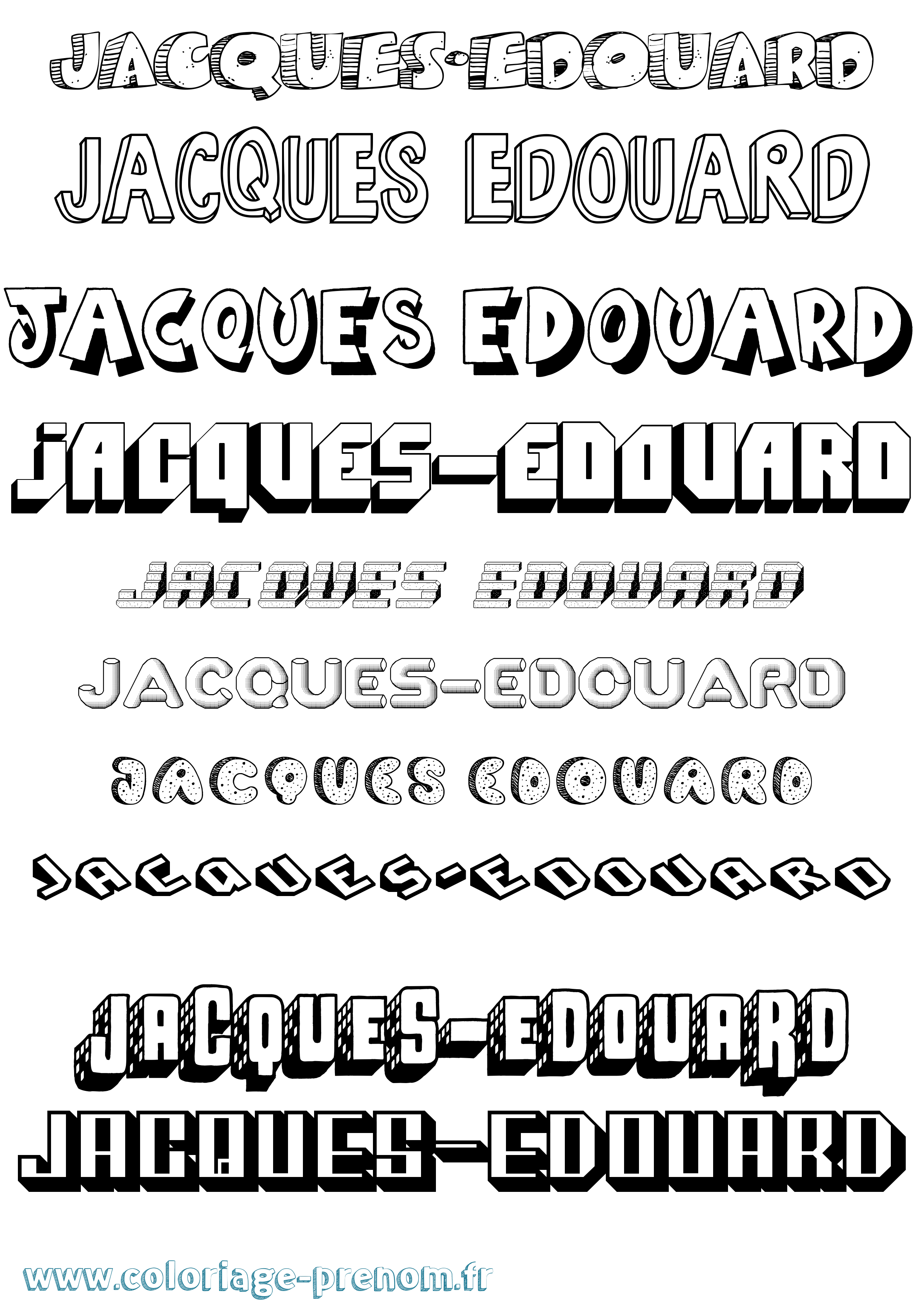 Coloriage Jacques-Edouard Effet 3D Coloriage prénom Jacques-Edouard Effet 3D