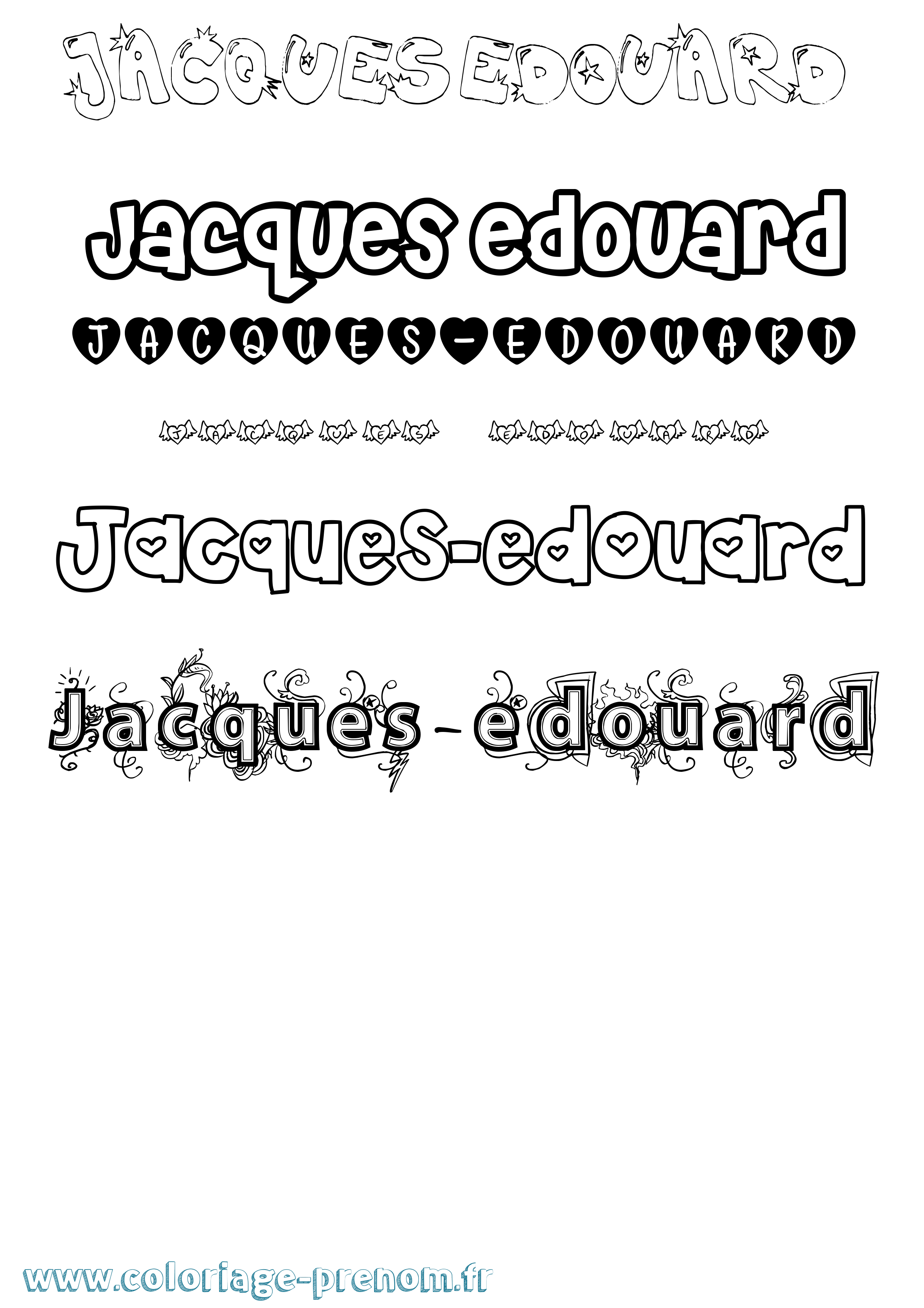 Coloriage Jacques-Edouard Girly Coloriage prénom Jacques-Edouard Girly
