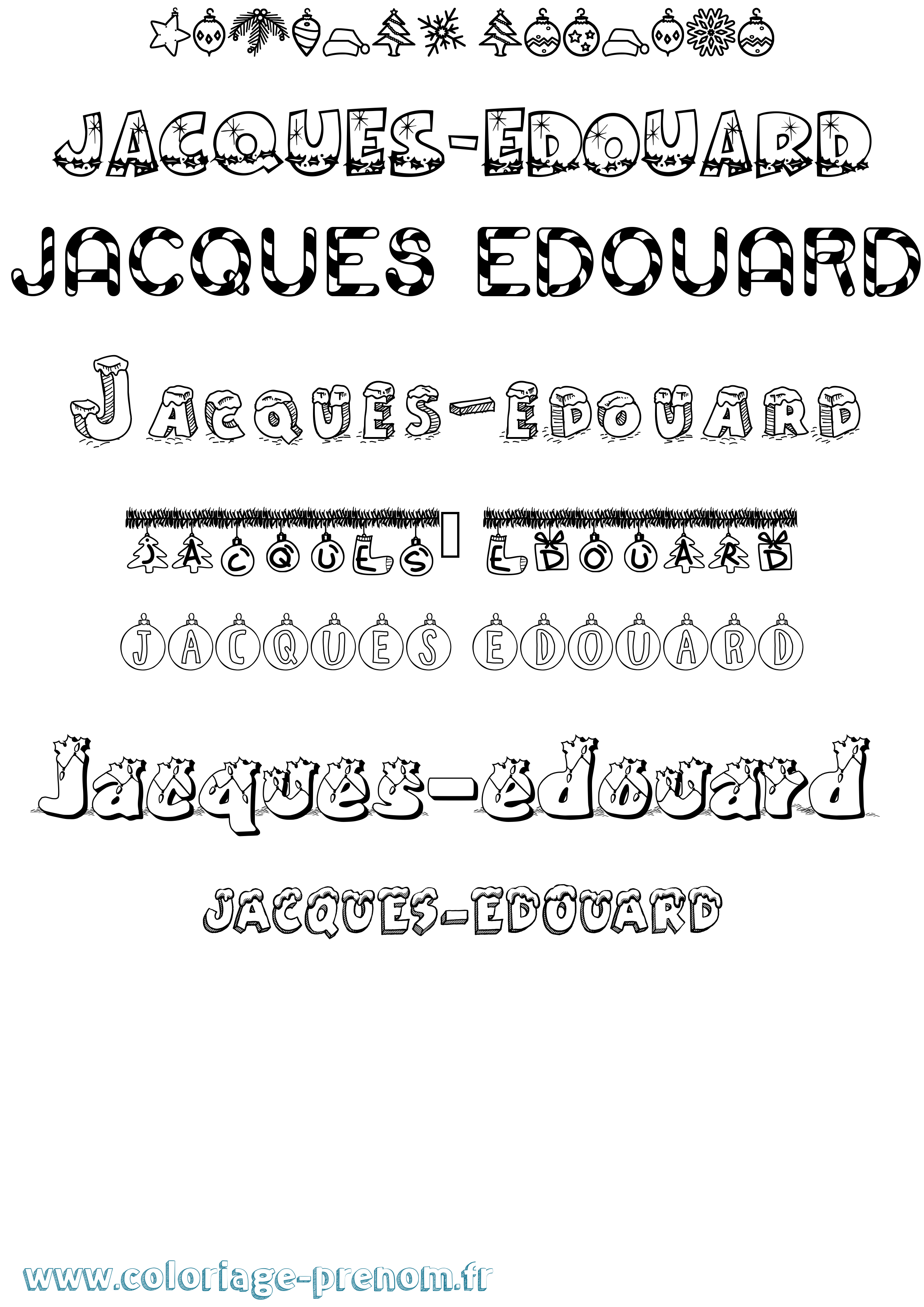 Coloriage Jacques-Edouard Noël Coloriage prénom Jacques-Edouard Noël