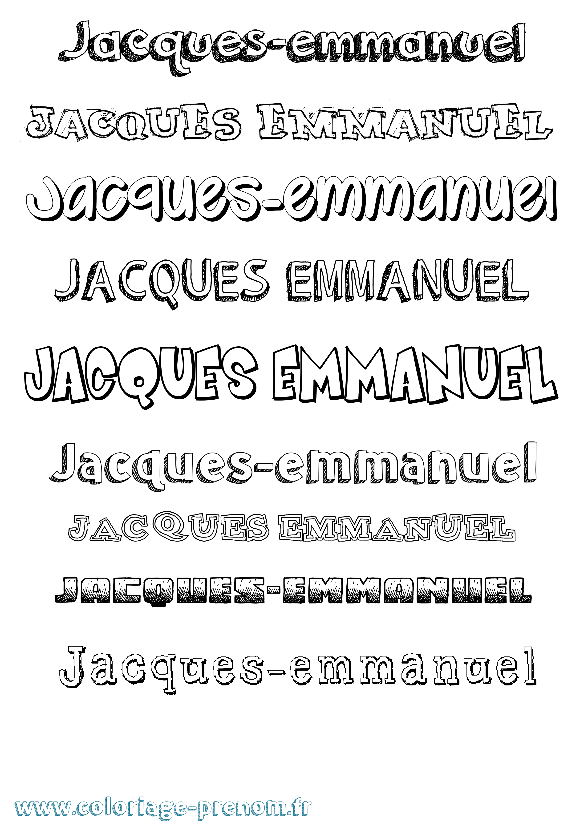 Coloriage Jacques-Emmanuel Dessiné Coloriage prénom Jacques-Emmanuel Dessiné