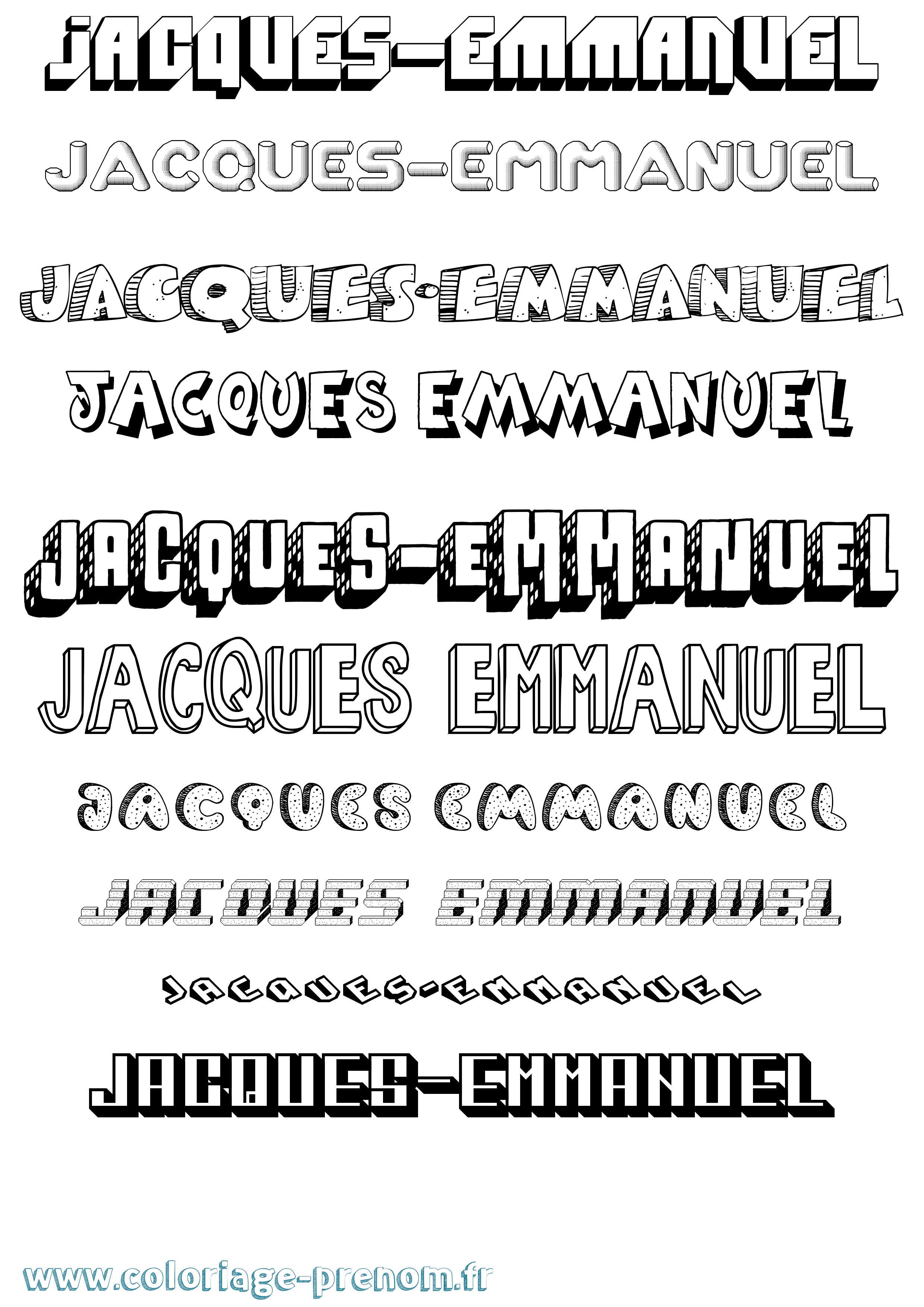 Coloriage Jacques-Emmanuel Effet 3D Coloriage prénom Jacques-Emmanuel Effet 3D